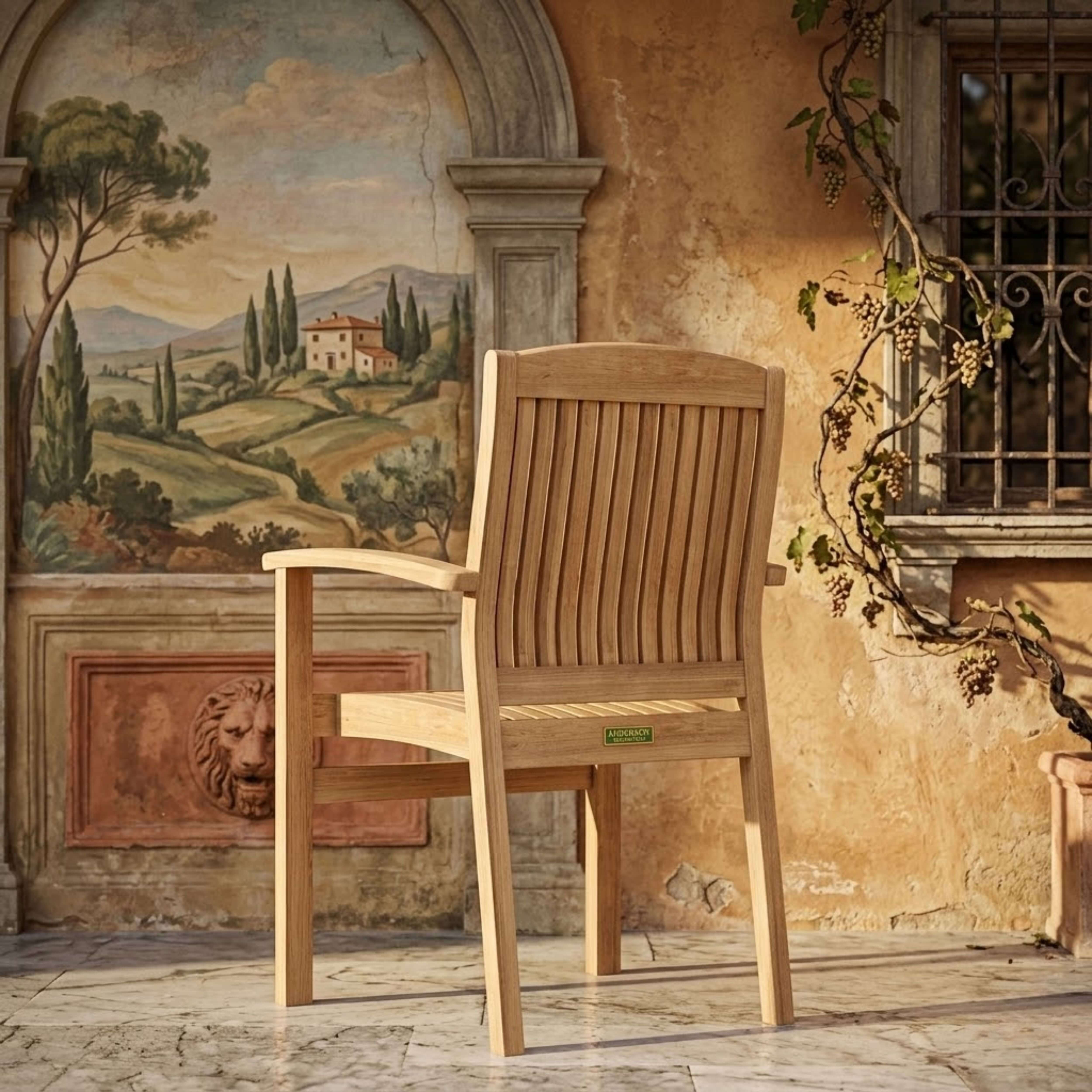 Anderson Teak Sahara Stacking Armchair (4-PCS) – Solid Teak Outdoor Seating