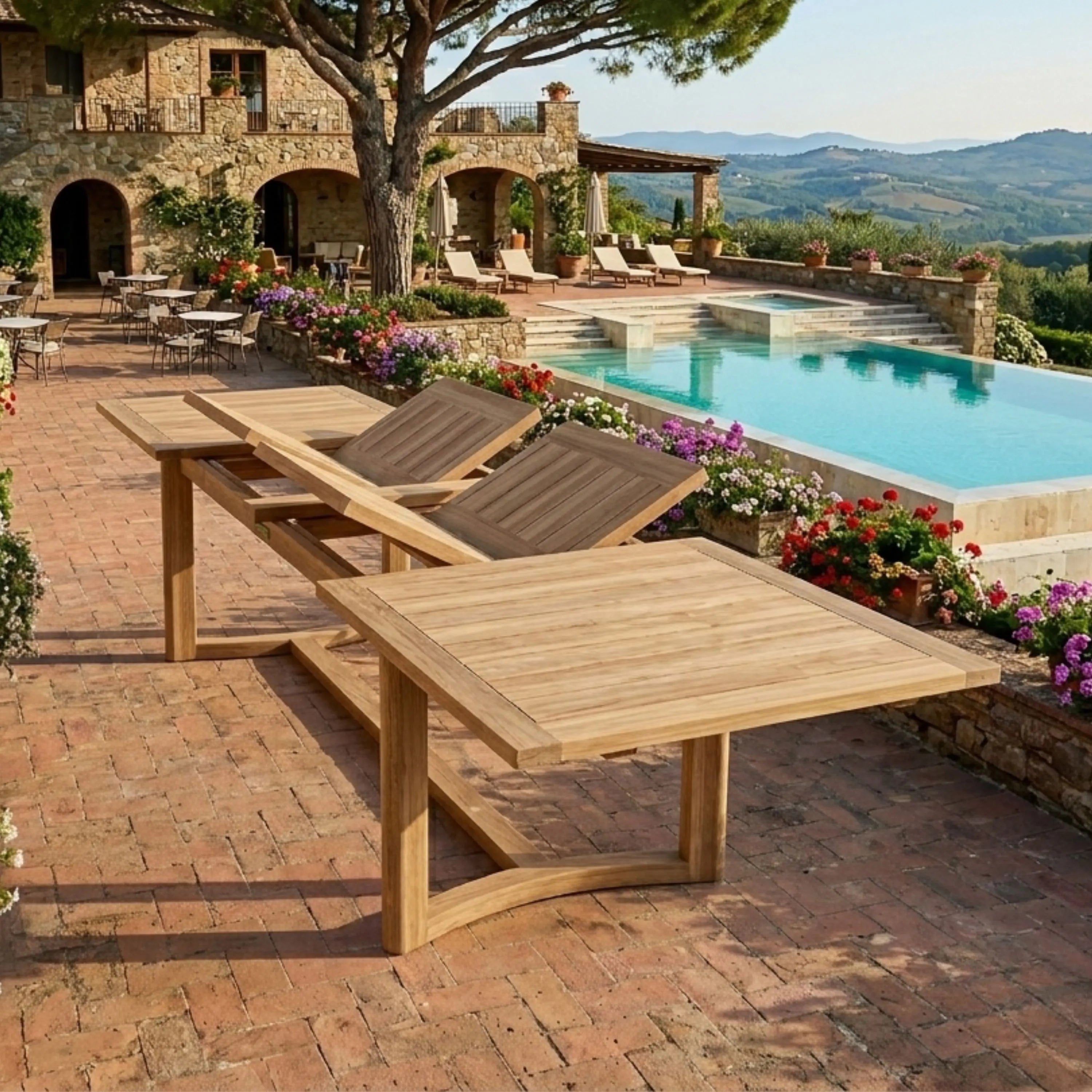 Anderson Teak Toscana Extension Dining Table – Large Teak Outdoor Patio Table