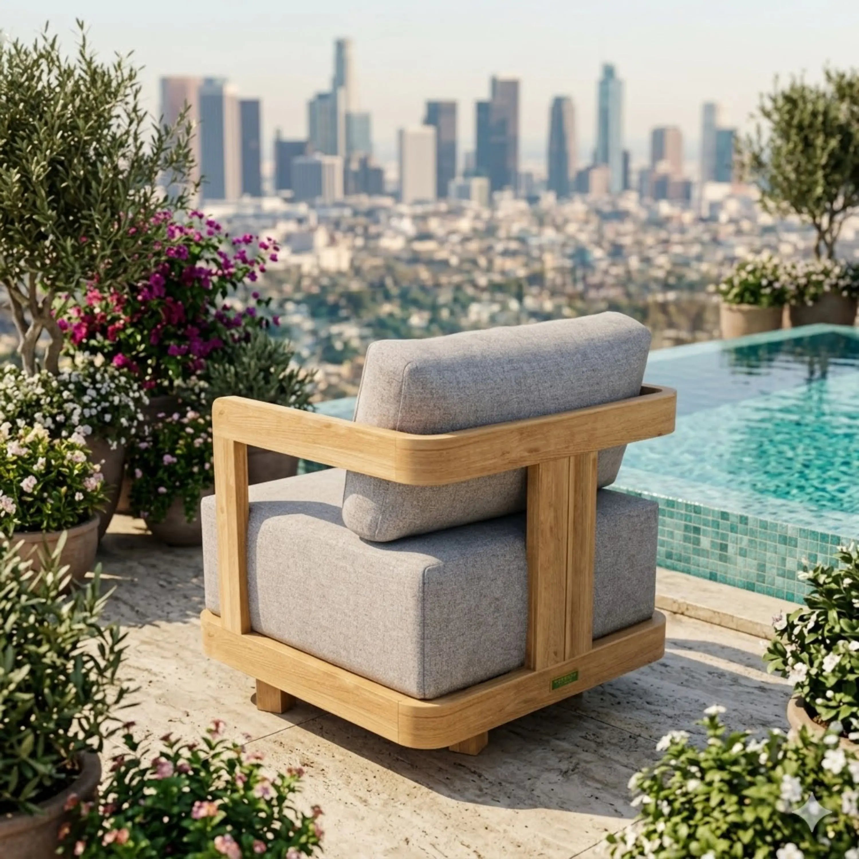 Anderson Teak Granada Swivel Outdoor Lounge Armchair – Premium Grade A Teak Patio Chair with Sunbrella Cushions
