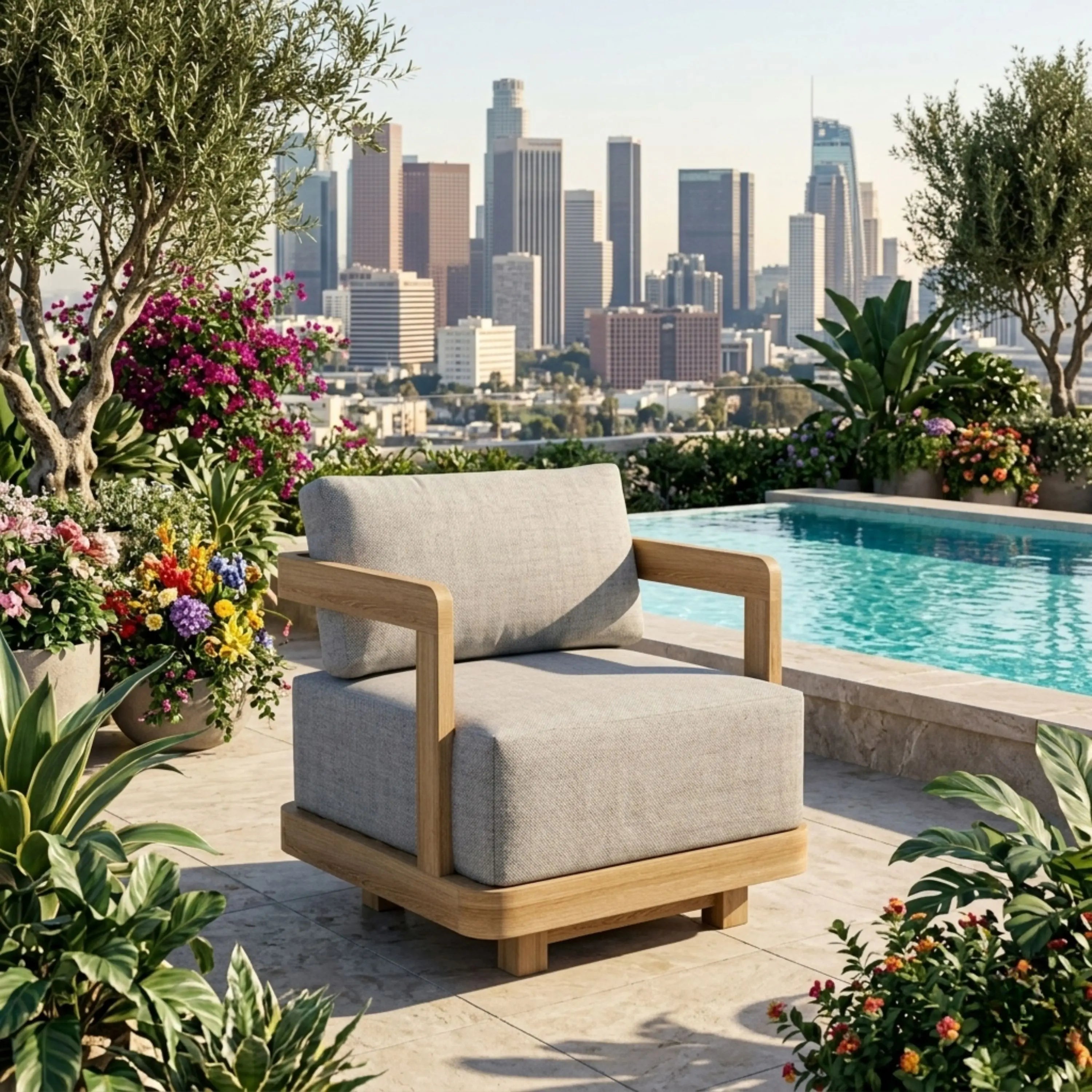Anderson Teak Granada Swivel Outdoor Lounge Armchair – Premium Grade A Teak Patio Chair with Sunbrella Cushions