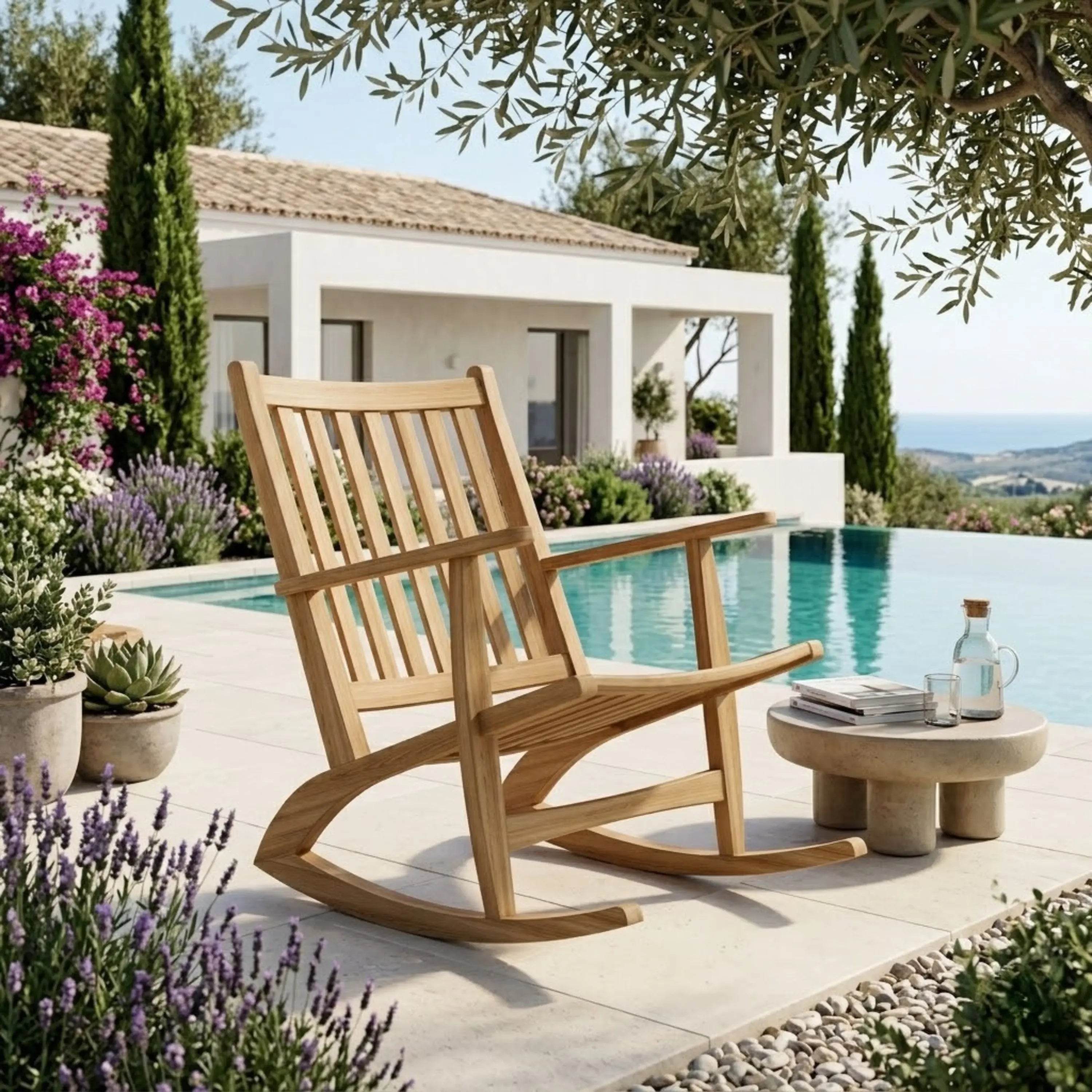 Anderson Teak Modern Rocking Armchair – Contemporary Teak Outdoor Rocker