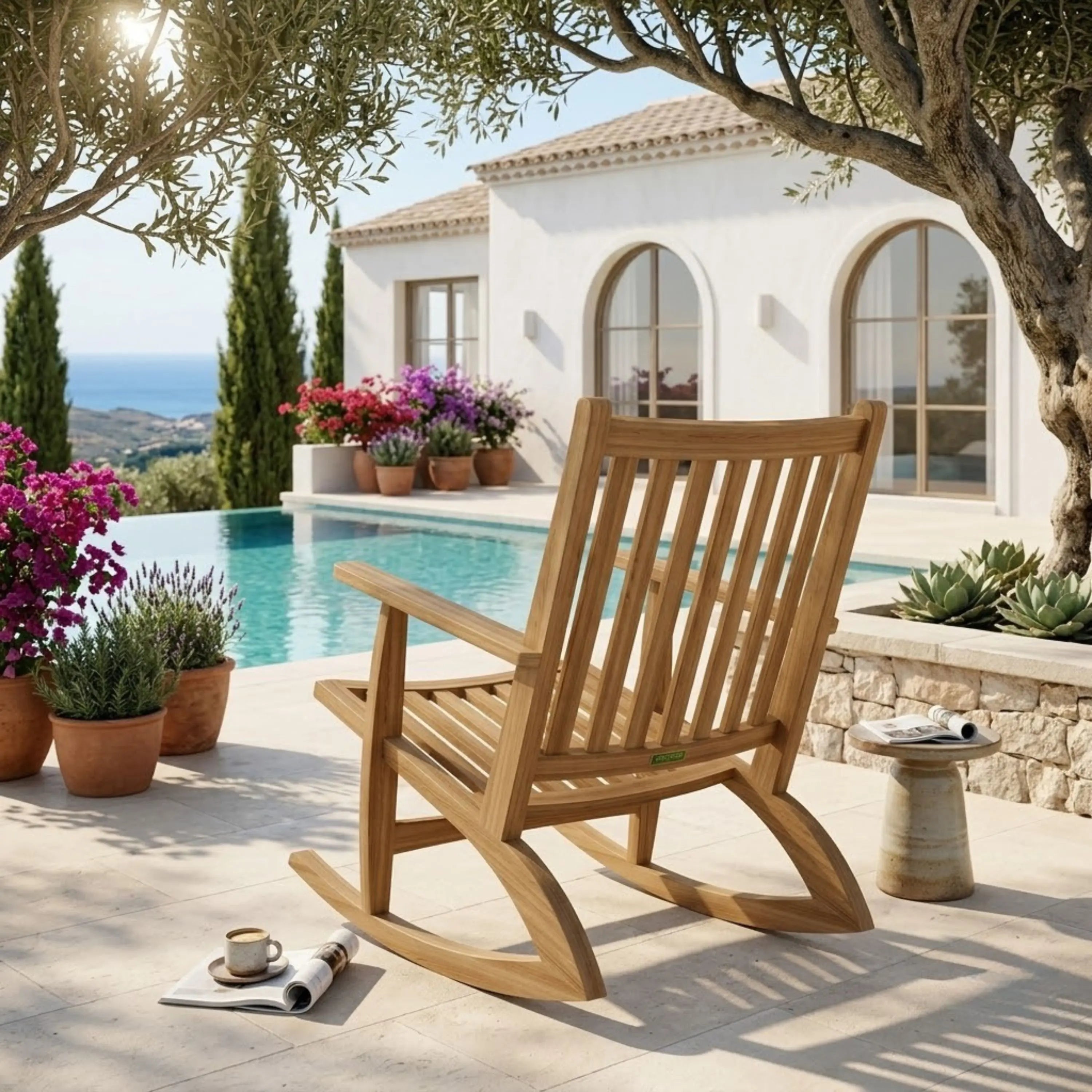 Anderson Teak Modern Rocking Armchair – Contemporary Teak Outdoor Rocker
