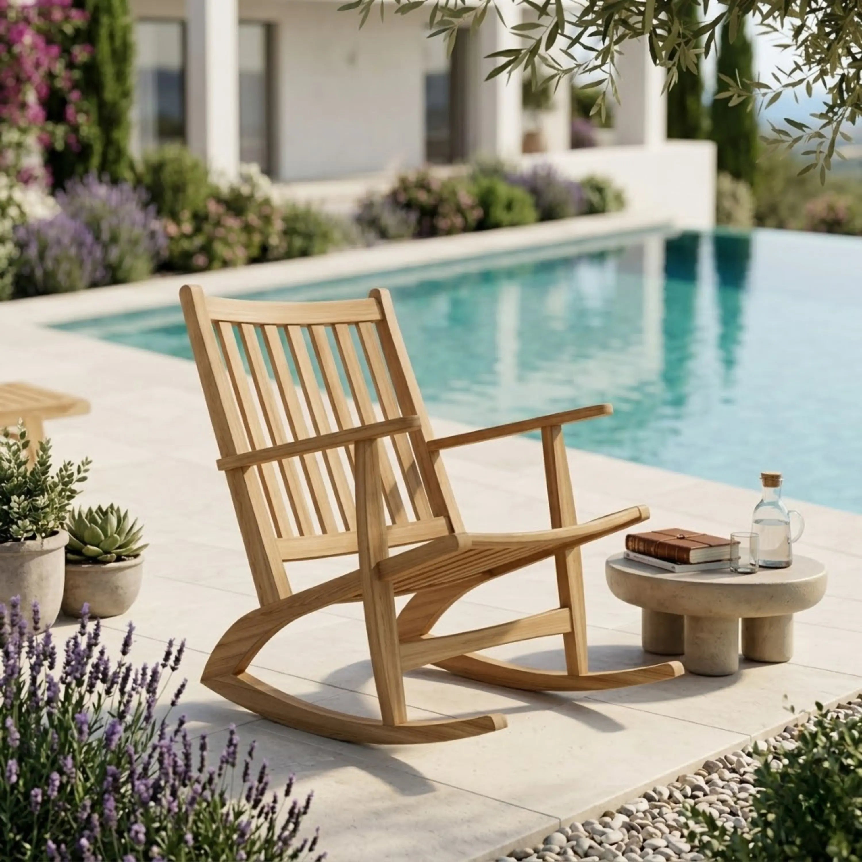 Anderson Teak Modern Rocking Armchair – Contemporary Teak Outdoor Rocker