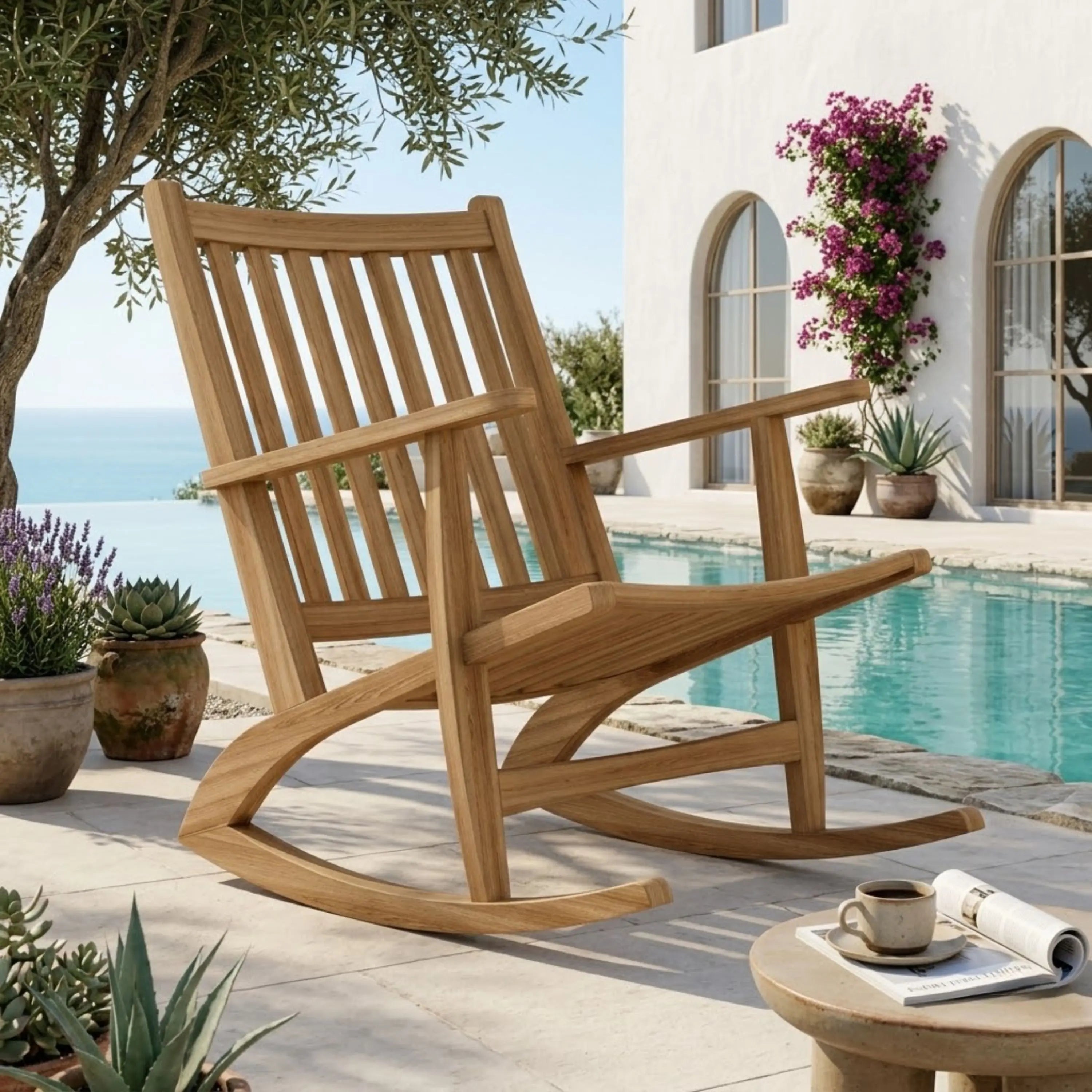 Anderson Teak Modern Rocking Armchair – Contemporary Teak Outdoor Rocker