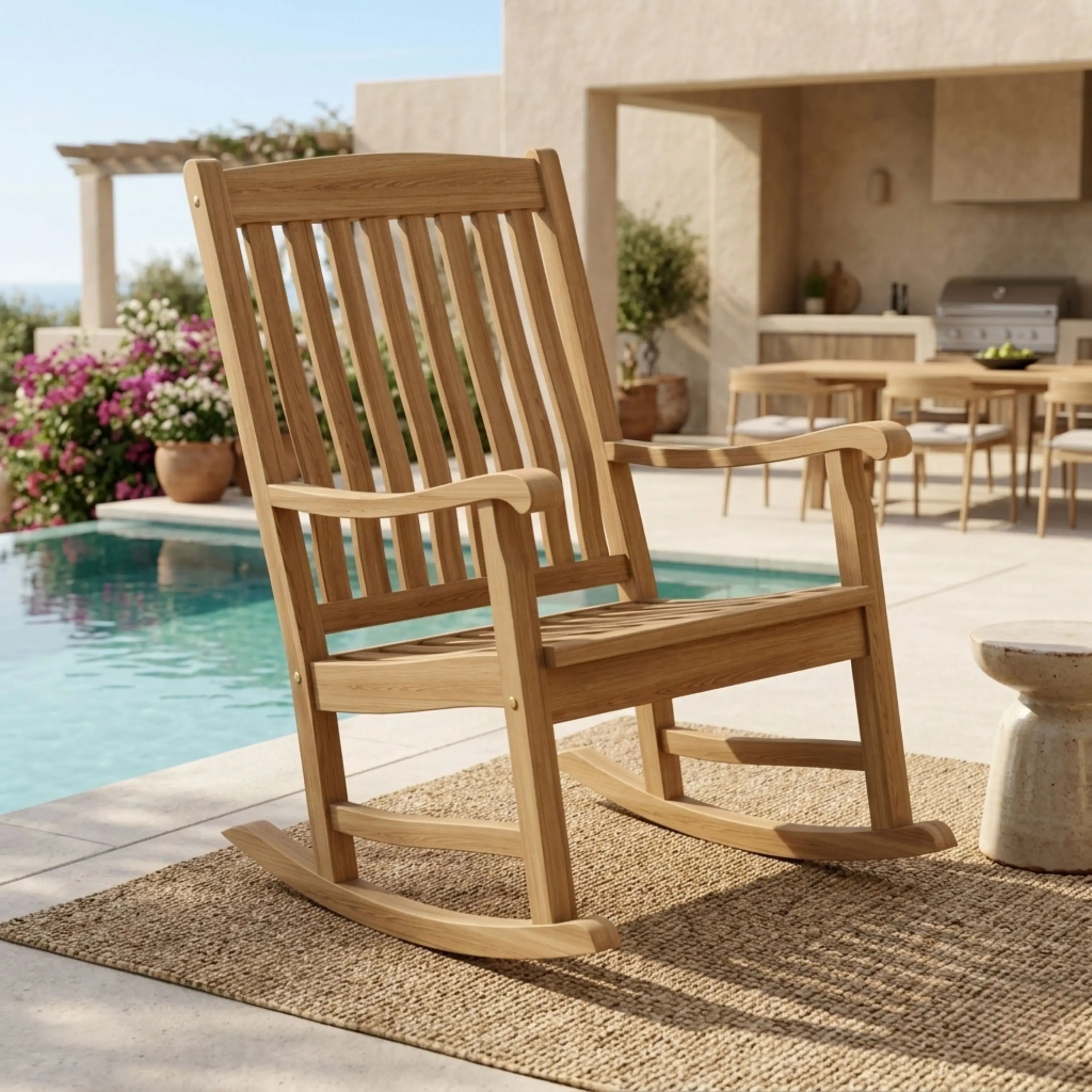 Anderson Teak Ipanema Rocking Armchair – Curved Teak Outdoor Rocker