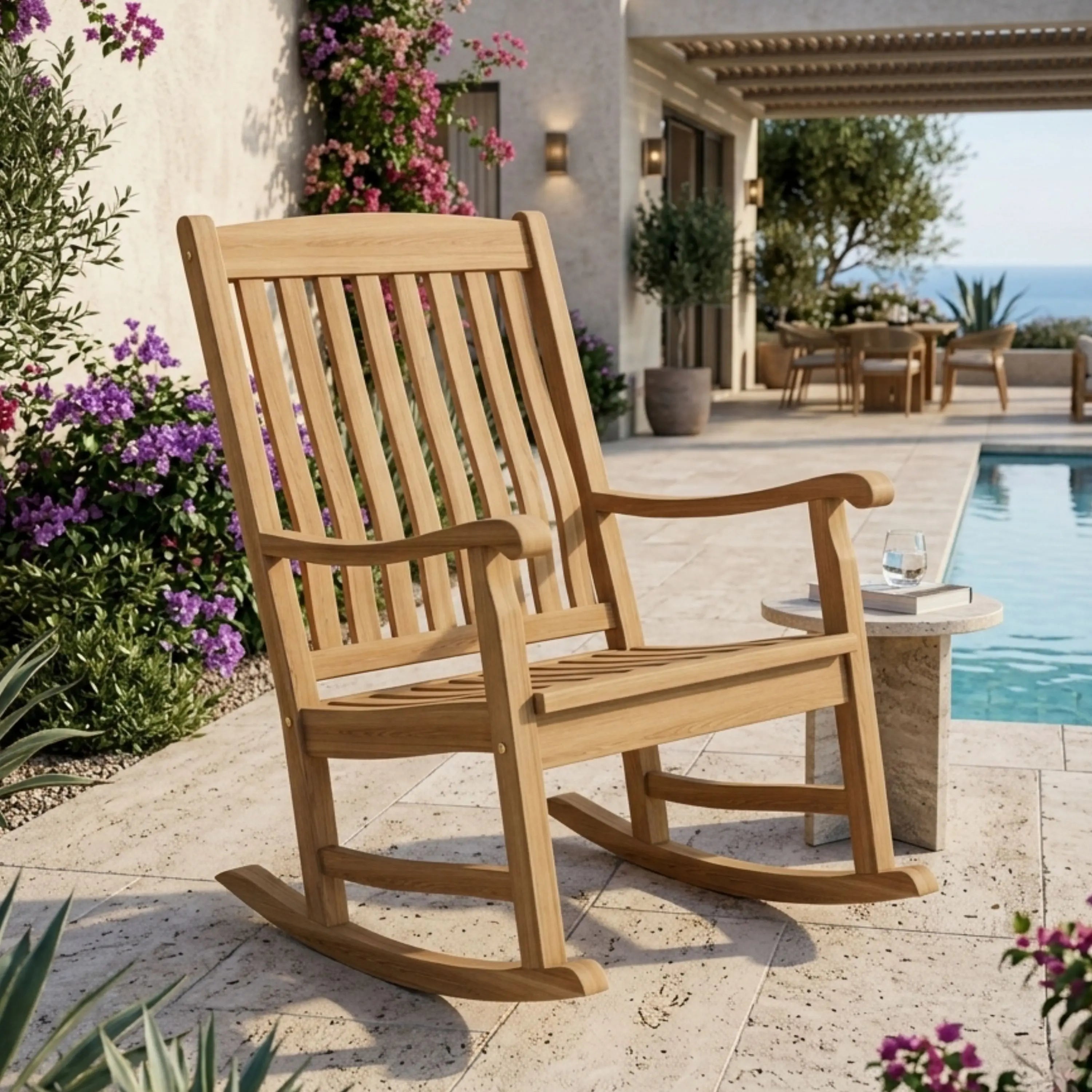 Anderson Teak Ipanema Rocking Armchair – Curved Teak Outdoor Rocker