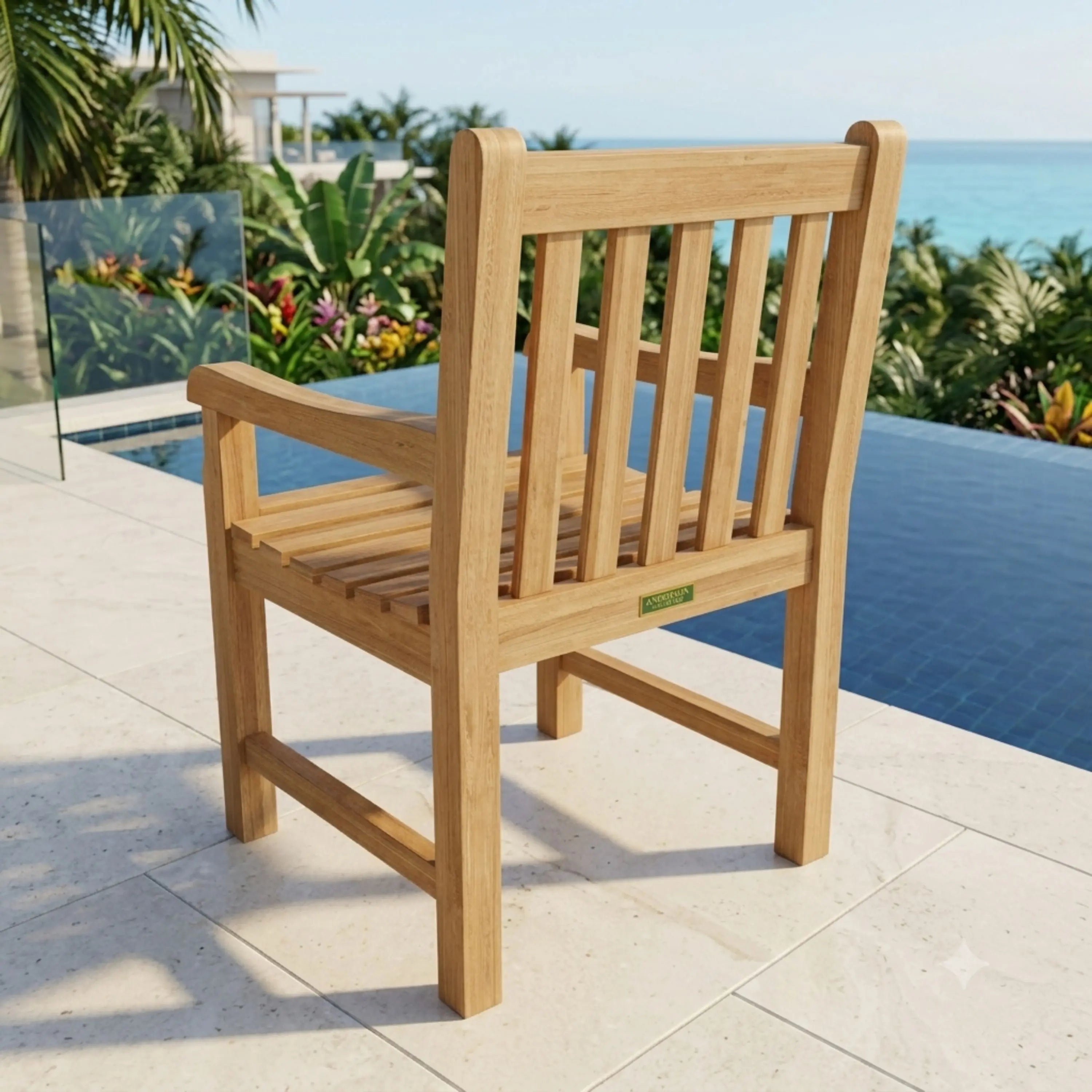 Anderson Teak Classic Dining Armchair Premium Solid Teak Outdoor Dining Chair