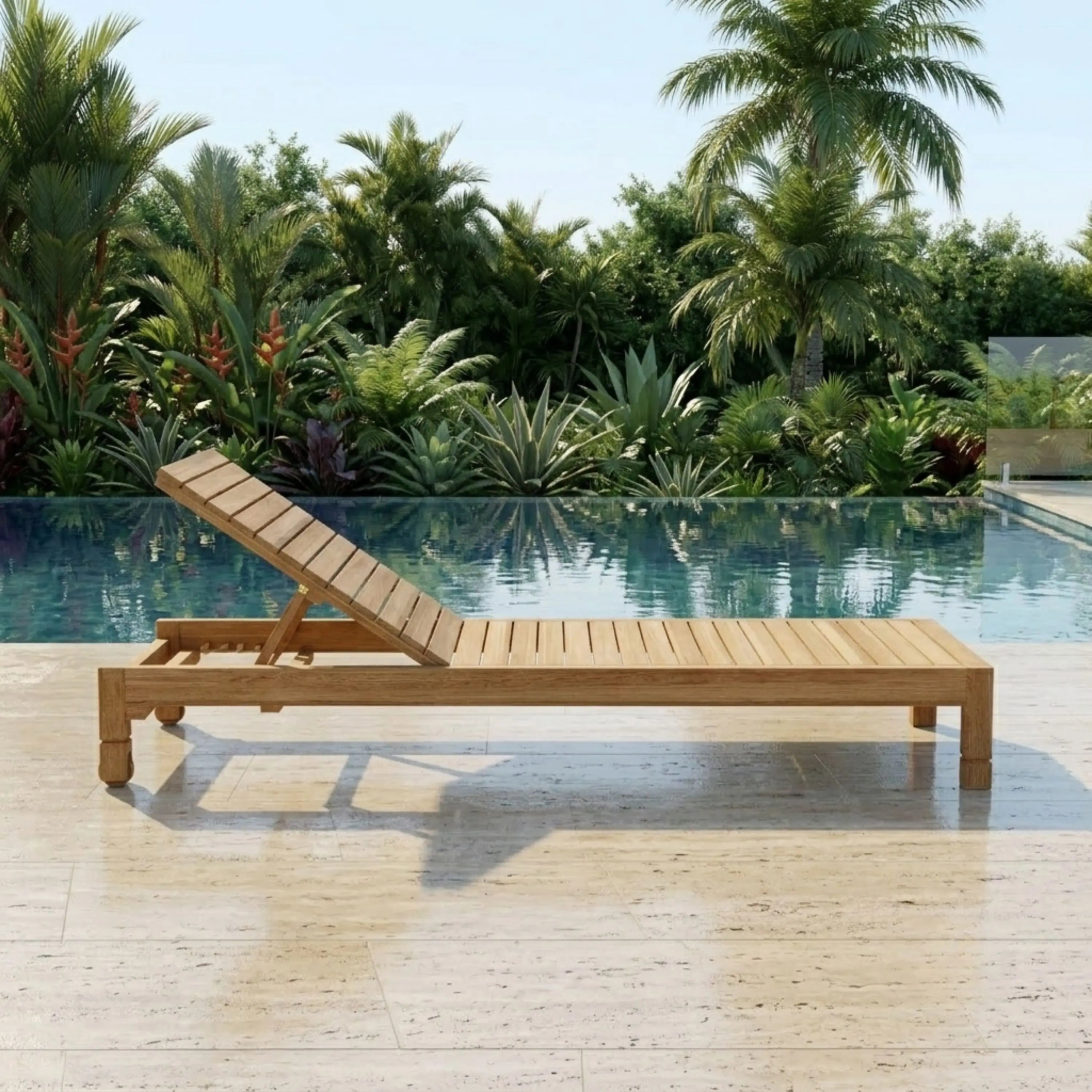 Anderson Teak SouthBay Sun Lounger Premium Solid Teak Outdoor Chaise Lounge