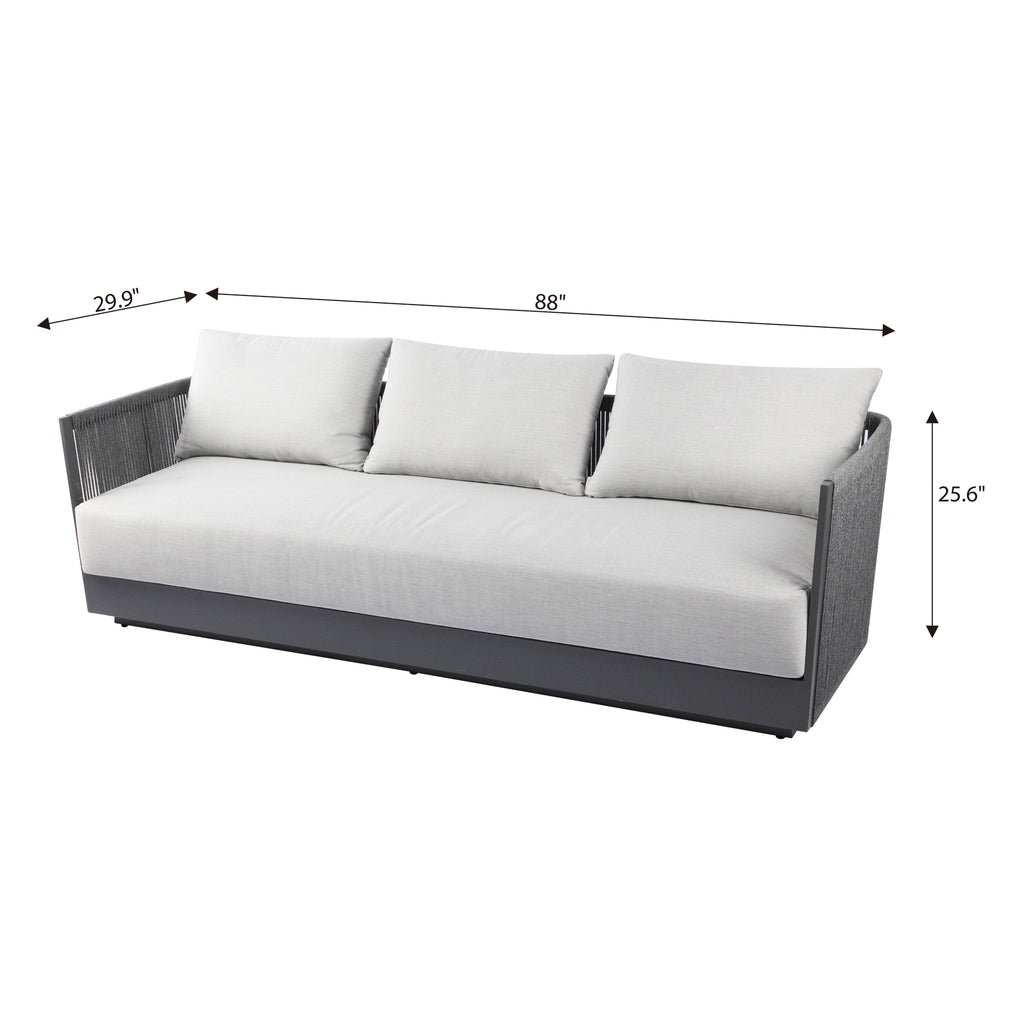 Elementi Capri Outdoor Aluminum 3-Seat Sofa with Sunbrella® Cushions (OS-2503T)