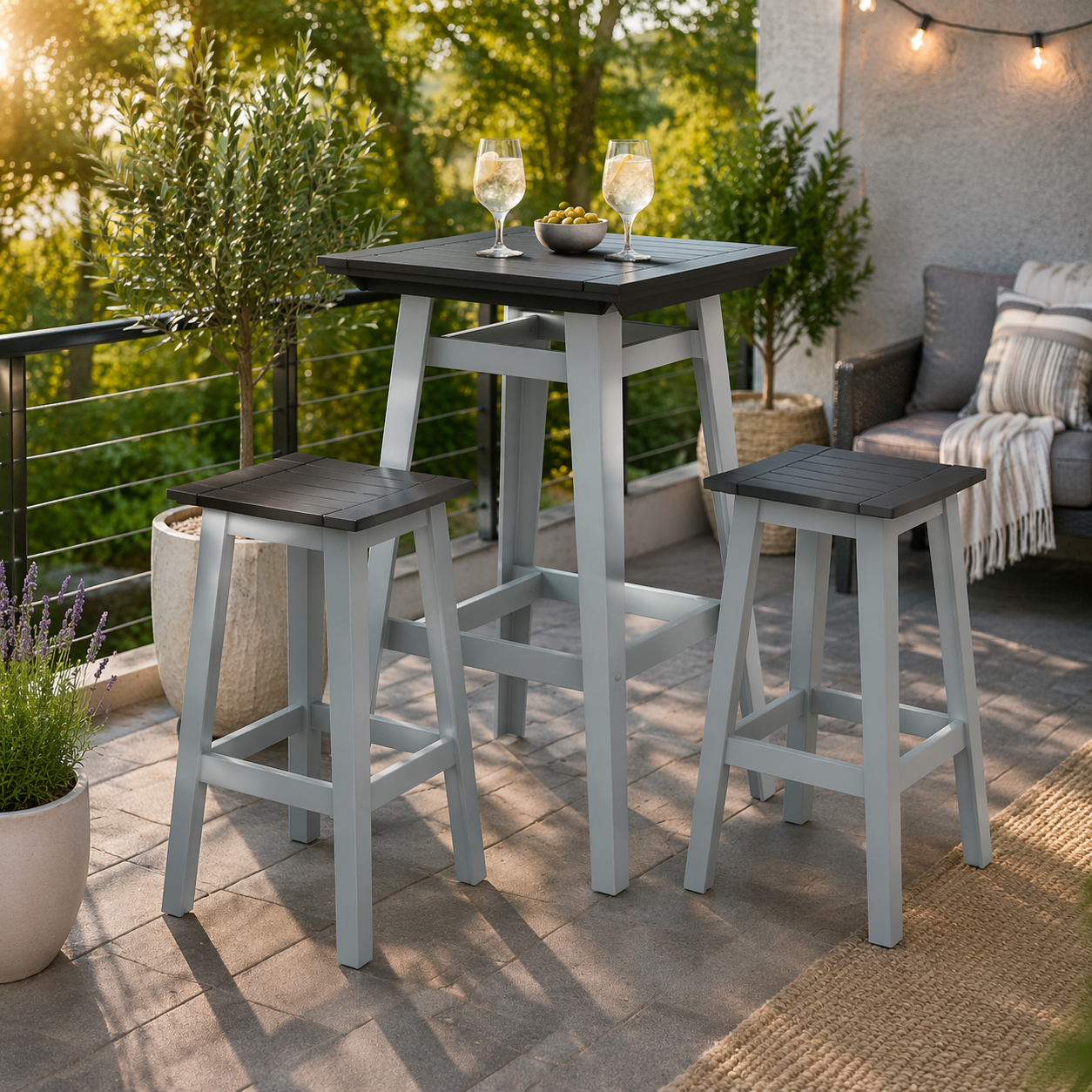 Seaside MAD Bar Table 33″ x 33″ – Modern Outdoor Bar Height Table