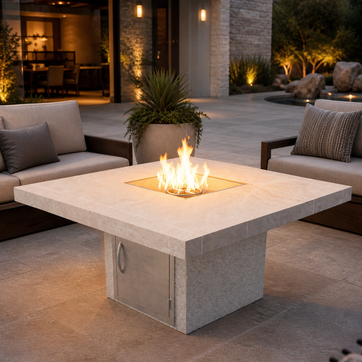 Cal Flame Sedona Modern Outdoor Gas Fire Pit – 90,000 BTU Patio Fire Table