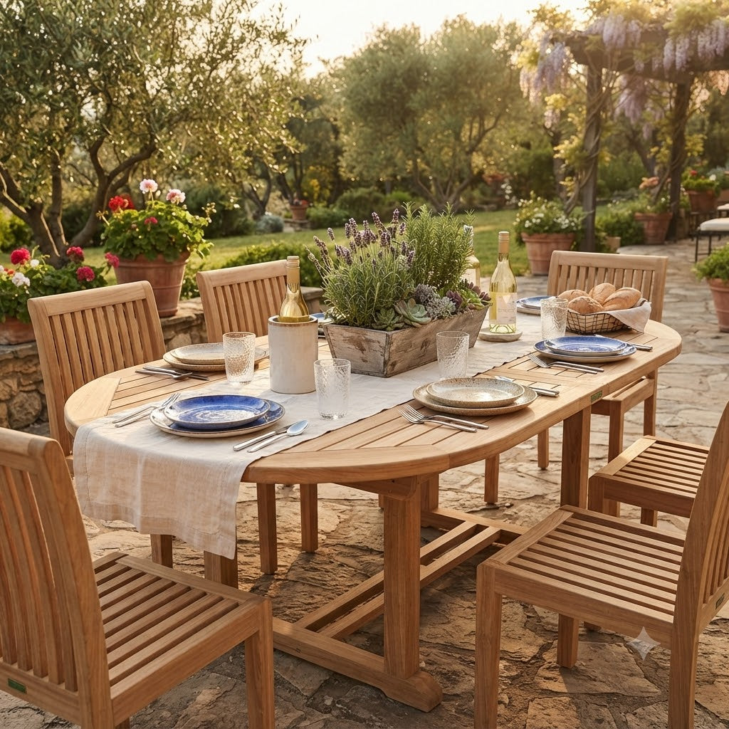 Anderson Teak Bahama 79″ Oval Extension Dining Table – Teak Outdoor Patio Table