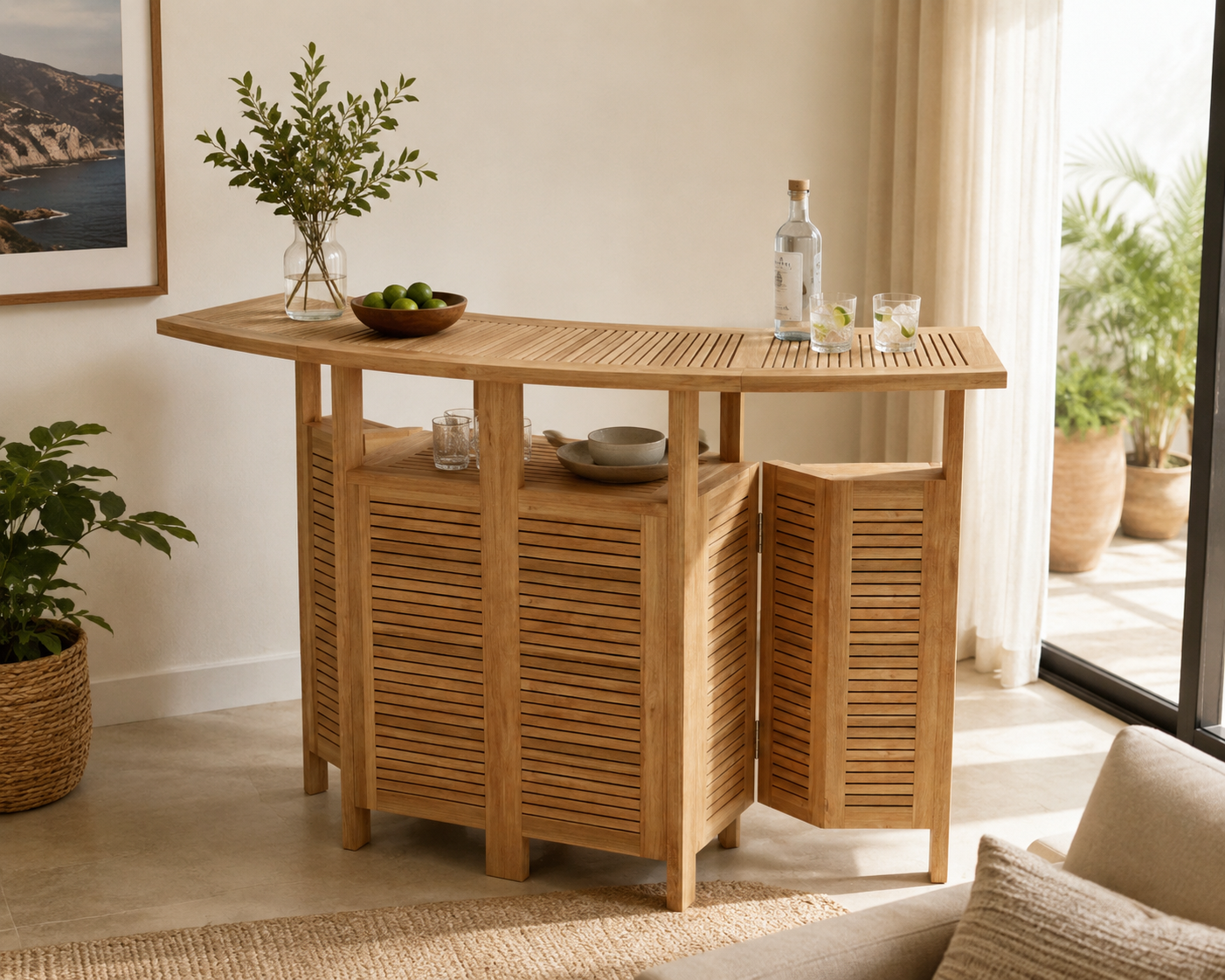 Anderson Teak Altavista 62″ Folding Bar Table – Solid Teak Outdoor Bar Table