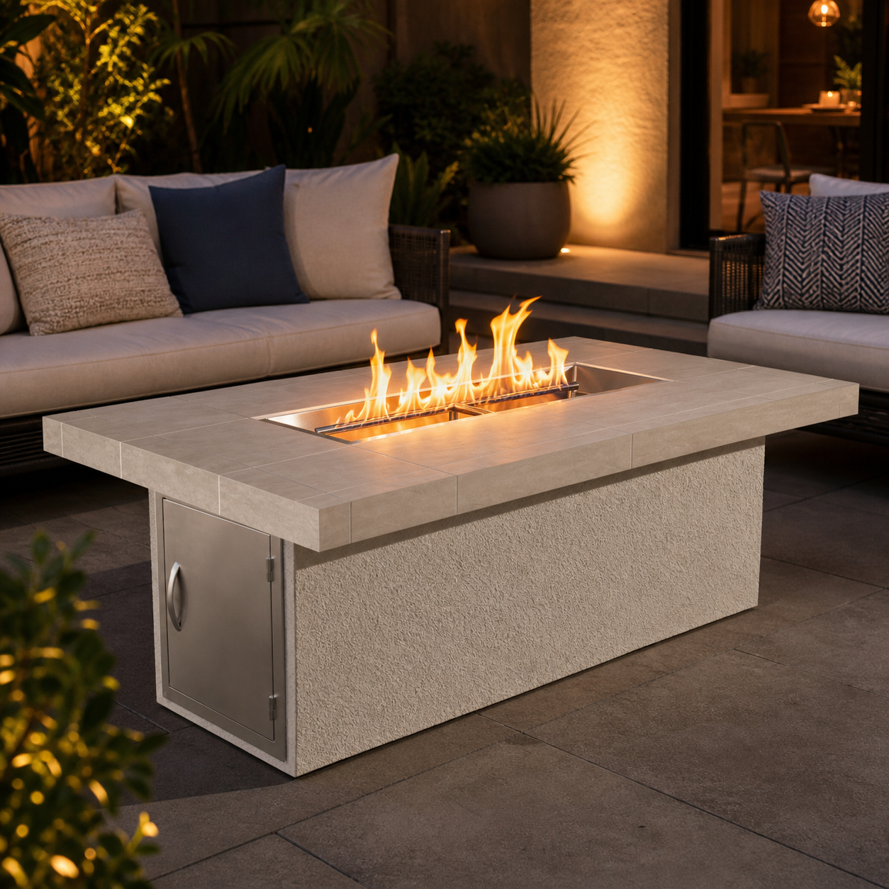 Cal Flame Phoenix Modern Outdoor Gas Fire Pit – 90,000 BTU Patio Fire Table