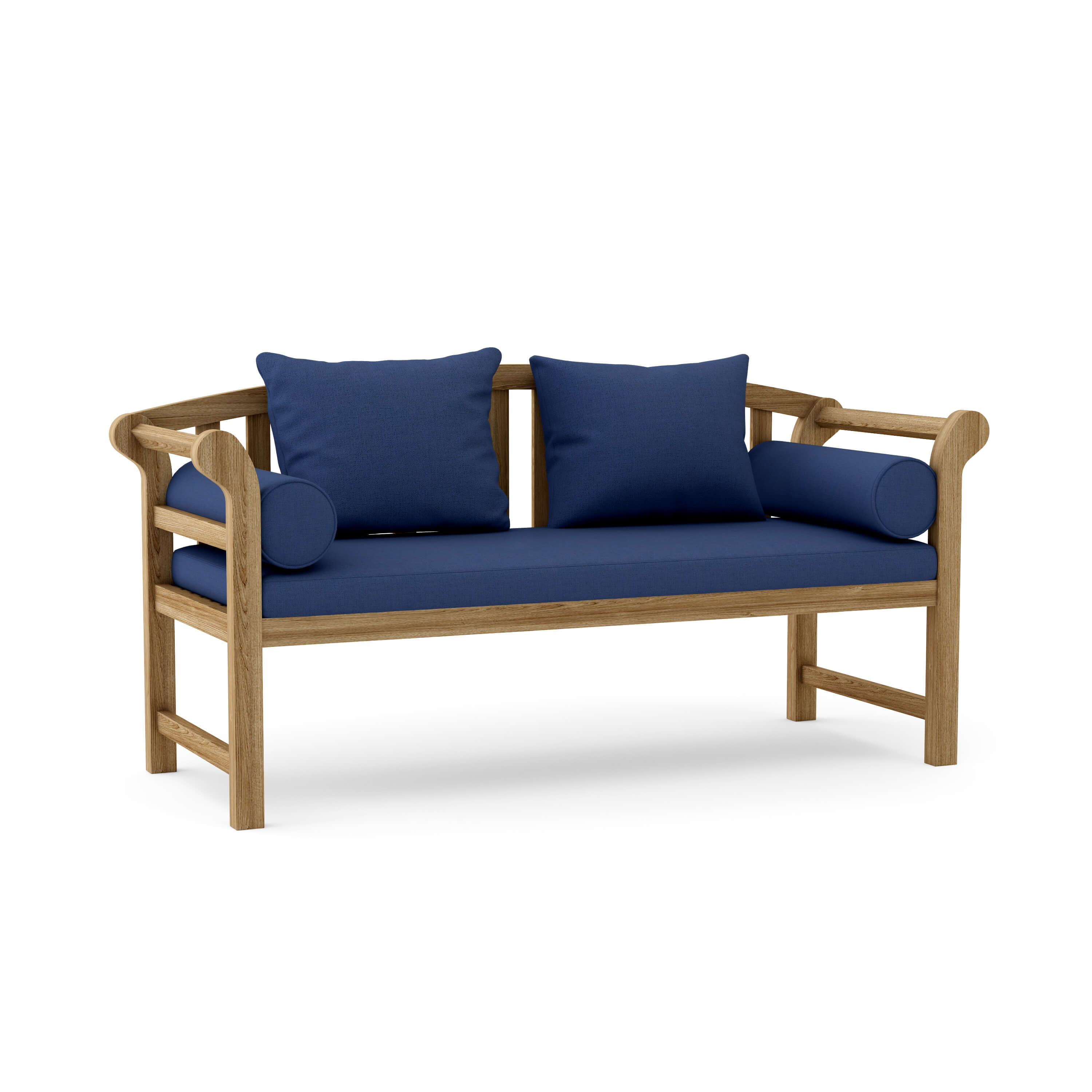 Anderson Teak Brisbane Deep Seating Bench – Solid Teak Outdoor Lounge Bench with Cushions