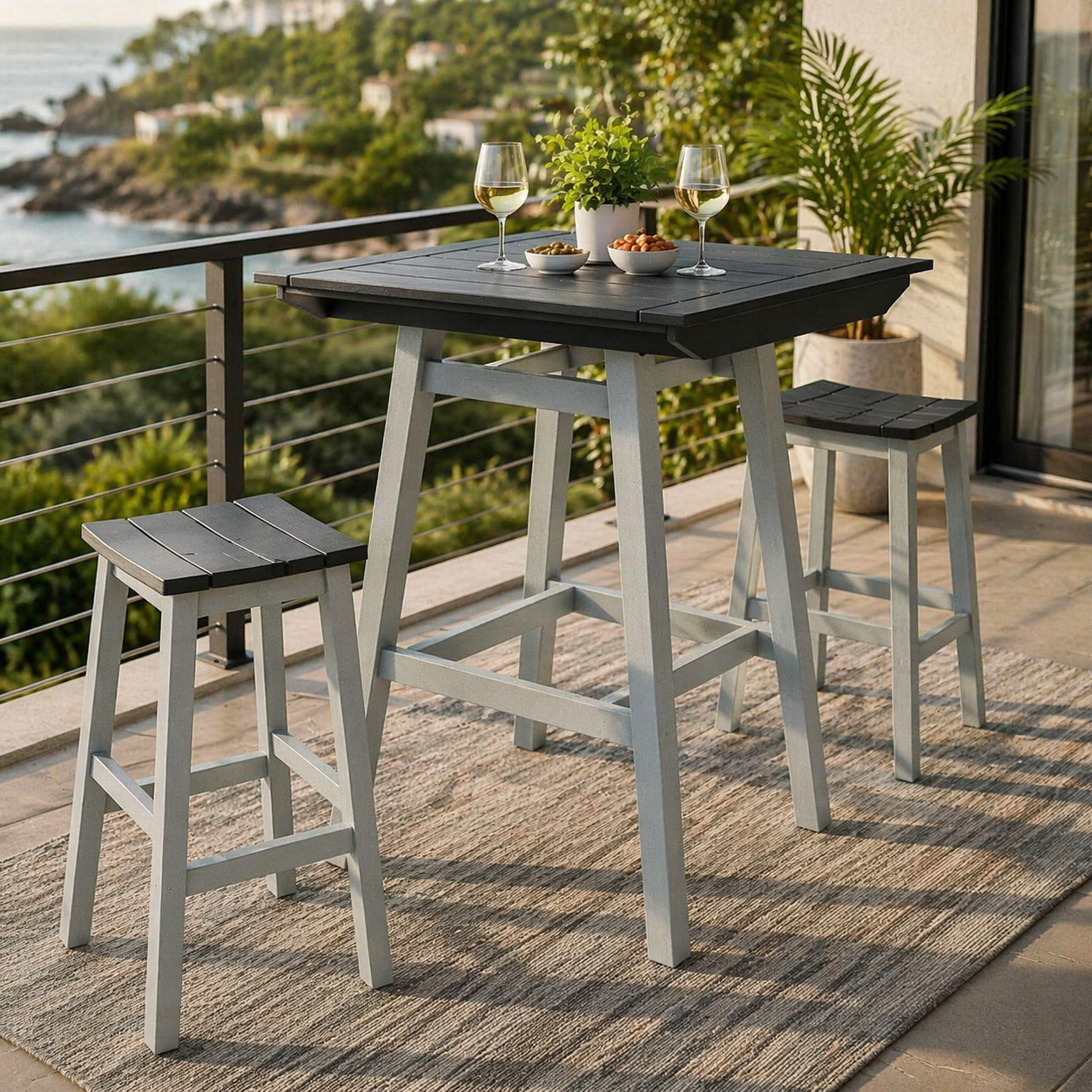 Seaside MAD Bar Table 40″ x 40″ – Modern Outdoor Bar Height Table