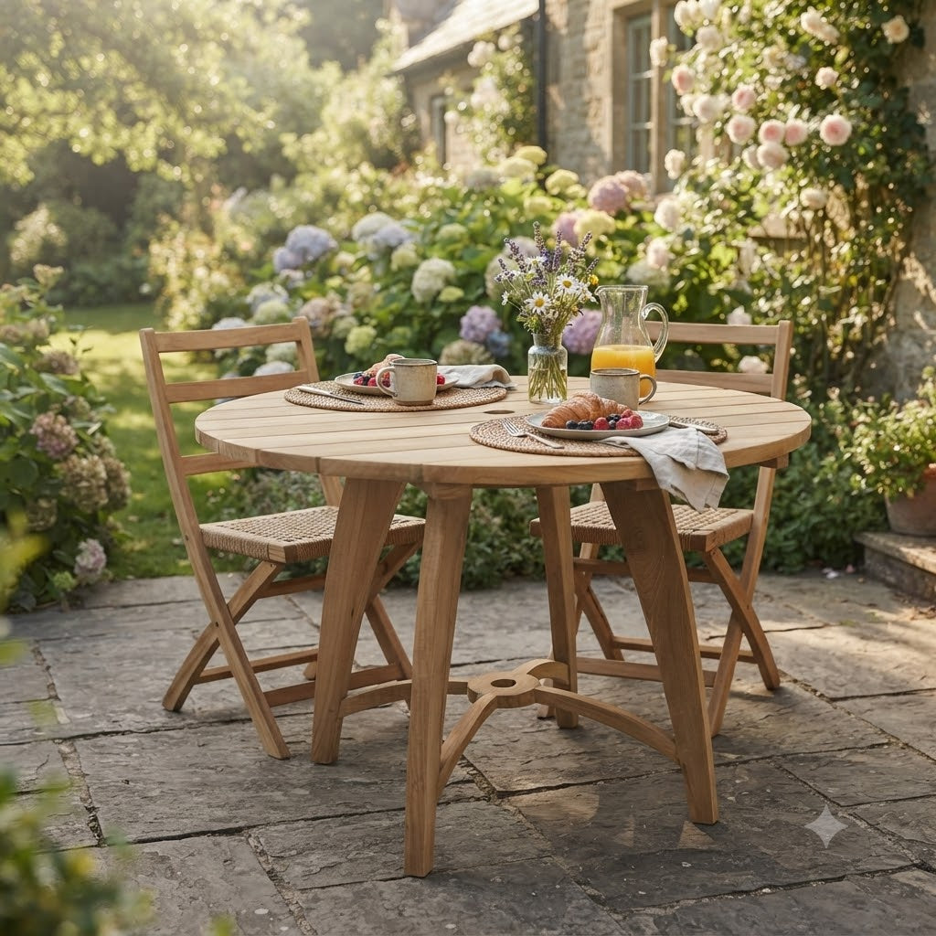 Anderson Teak Florence 47″ Round Dining Table – Solid Teak Outdoor Patio Table