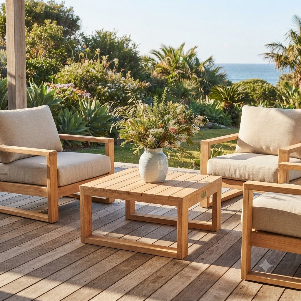 Anderson Teak Straight Side Table – Solid Teak Outdoor End Table