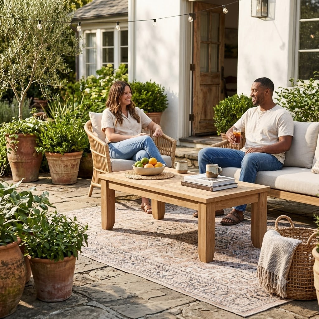 Anderson Teak Luxe Rectangular Coffee Table – Premium Solid Teak Outdoor Coffee Table 48" Patio & Garden Centre Table