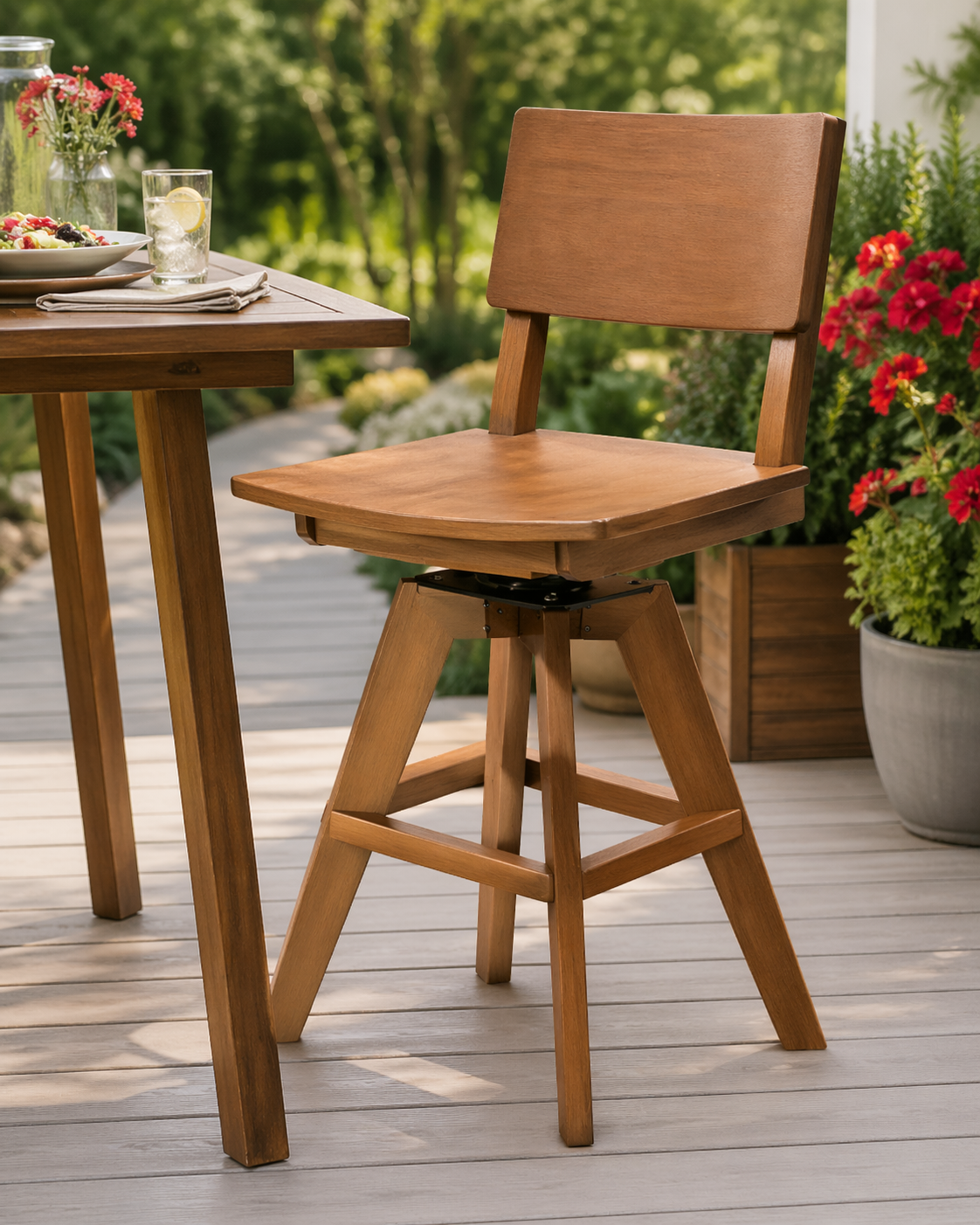 Seaside SYM 20″ Square Outdoor Swivel Balcony Chair