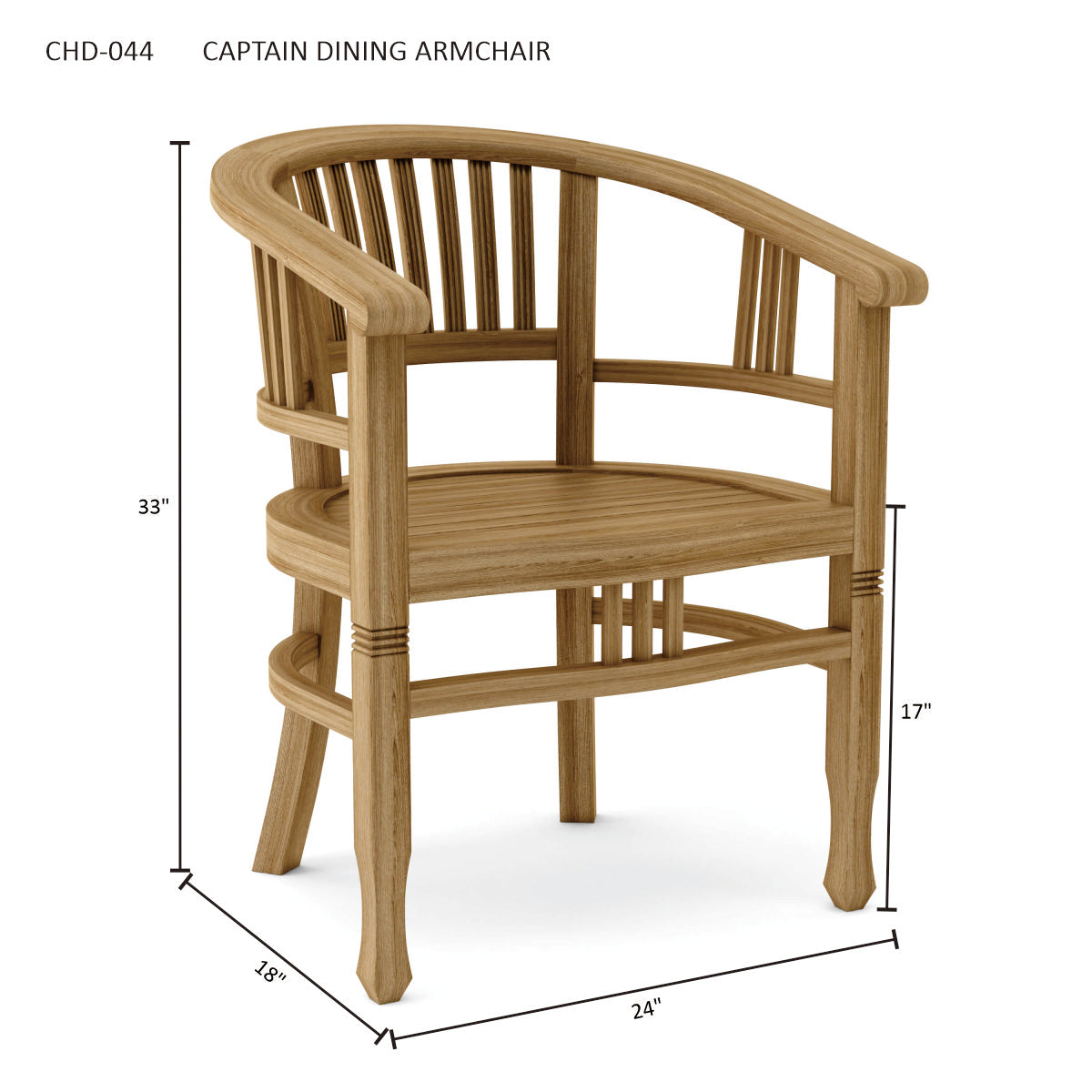 Anderson Teak Captain Dining Armchair – Solid Teak Outdoor Dining Seating