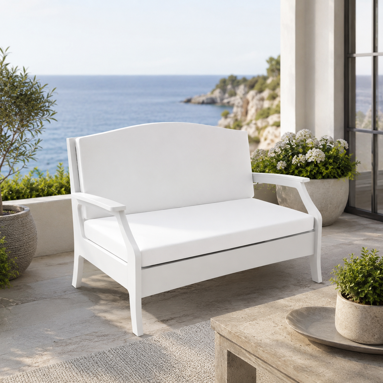 Ledge Lounger Legacy Loveseat – Cushioned All-Weather Outdoor Patio Loveseat