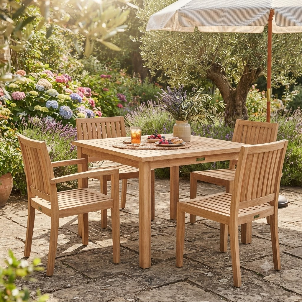 Anderson Teak 42" Square Dining Table Premium Solid Teak Outdoor Dining Table