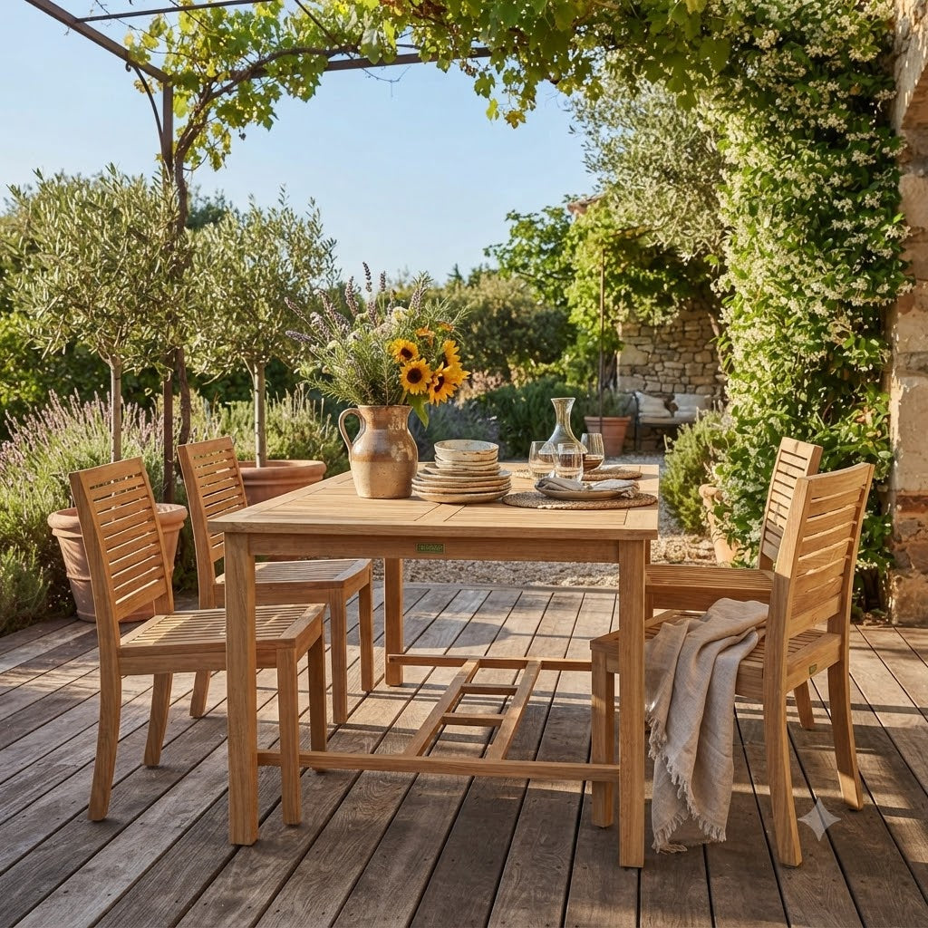 Anderson Teak Windsor 59″ Square Bar Table – Large Teak Outdoor Bar Table