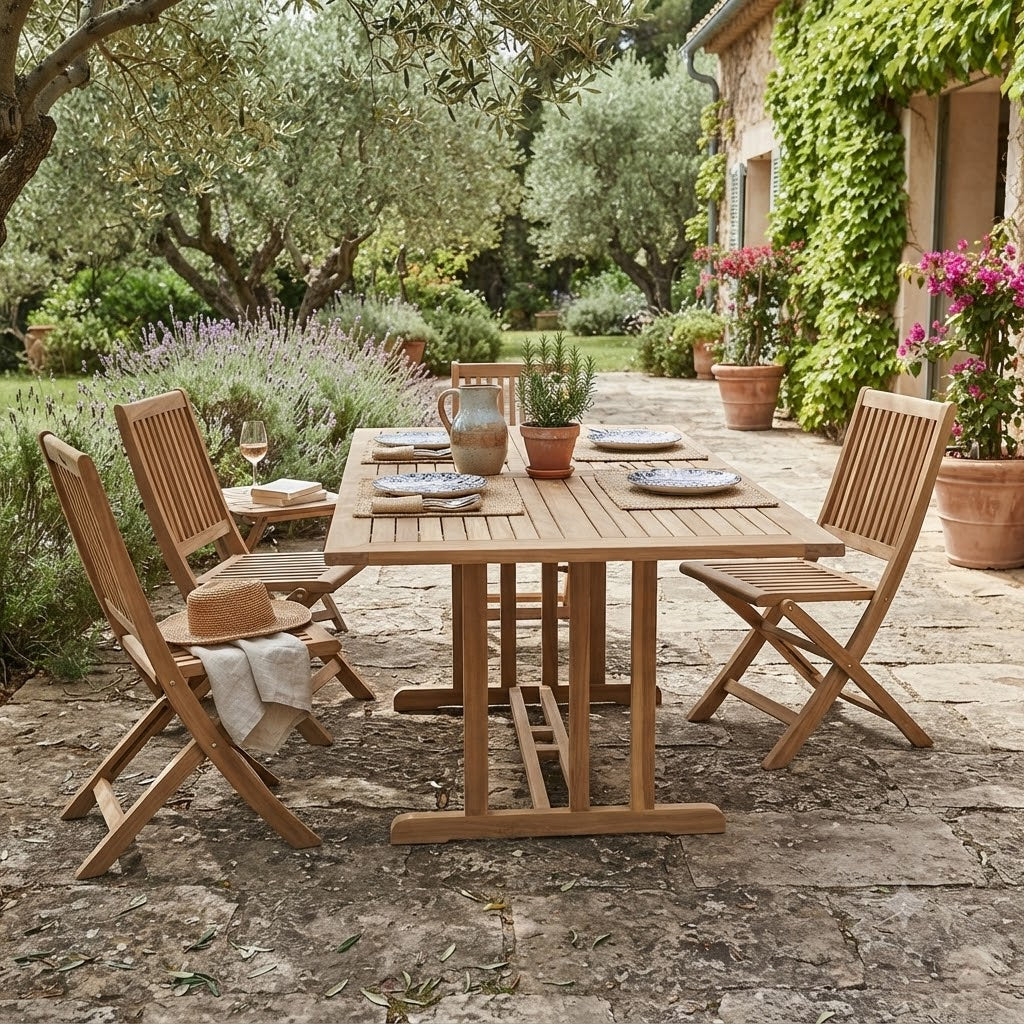 Anderson Teak Montage 47″ Butterfly Folding Table – Solid Teak Outdoor Patio Table