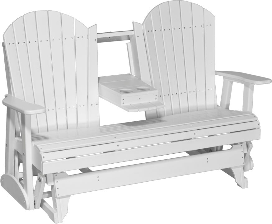 LuxCraft – 5′ Adirondack Glider – Outdoor Patio Glider Bench with Console