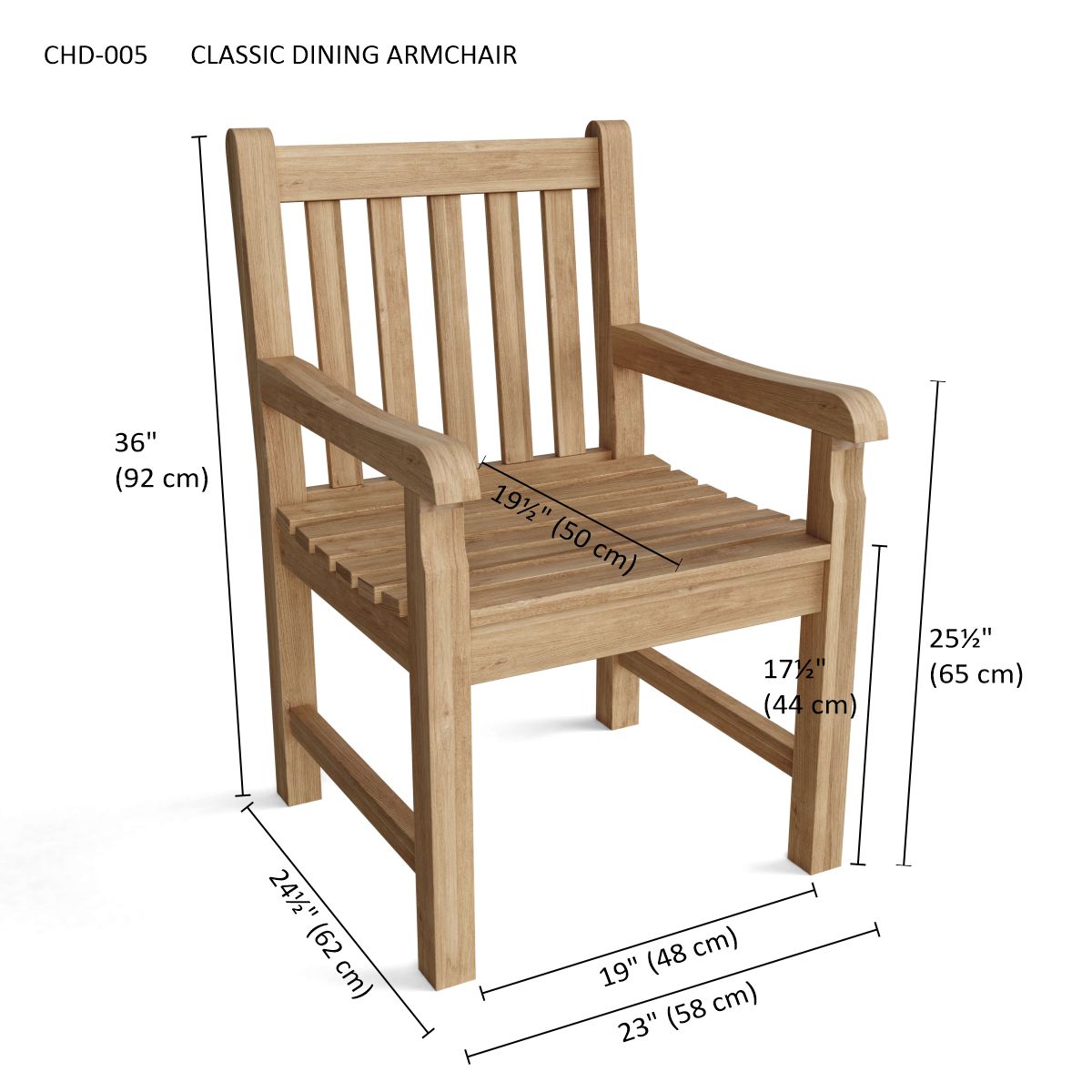 Anderson Teak Classic Dining Armchair – Solid Teak Outdoor Dining Seating