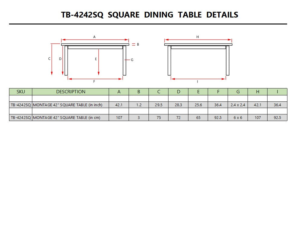 Anderson Teak Montage 42″ Square Dining Table – Solid Teak Outdoor Patio Table