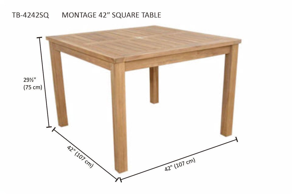Anderson Teak Montage 42″ Square Dining Table – Solid Teak Outdoor Patio Table
