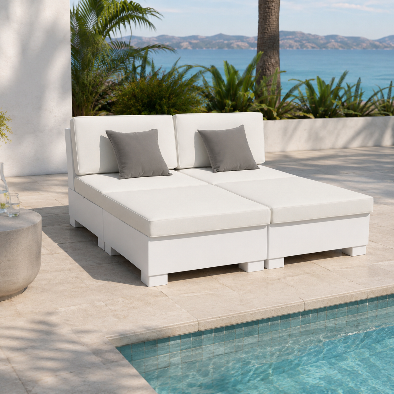 Signature Sectional 4 Piece Sun Chair Luxury Outdoor Modular Lounge Seating