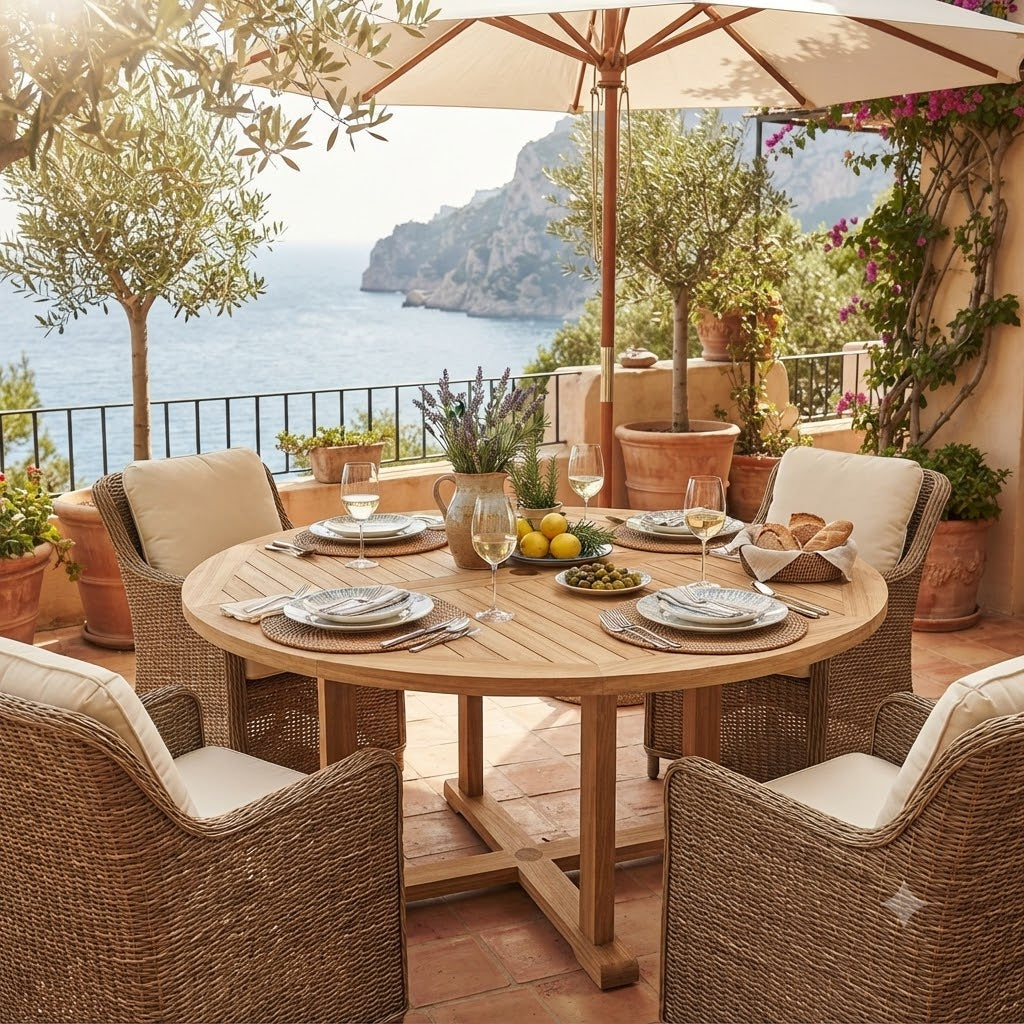 Anderson Teak Tosca 47″ Round Dining Table – Solid Teak Outdoor Patio Table