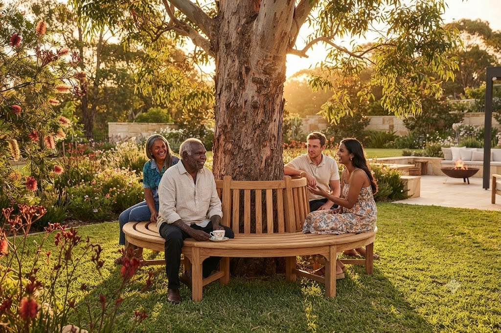 Anderson Teak – 87″ Round Tree Bench – Grade-A Teak Outdoor Seating