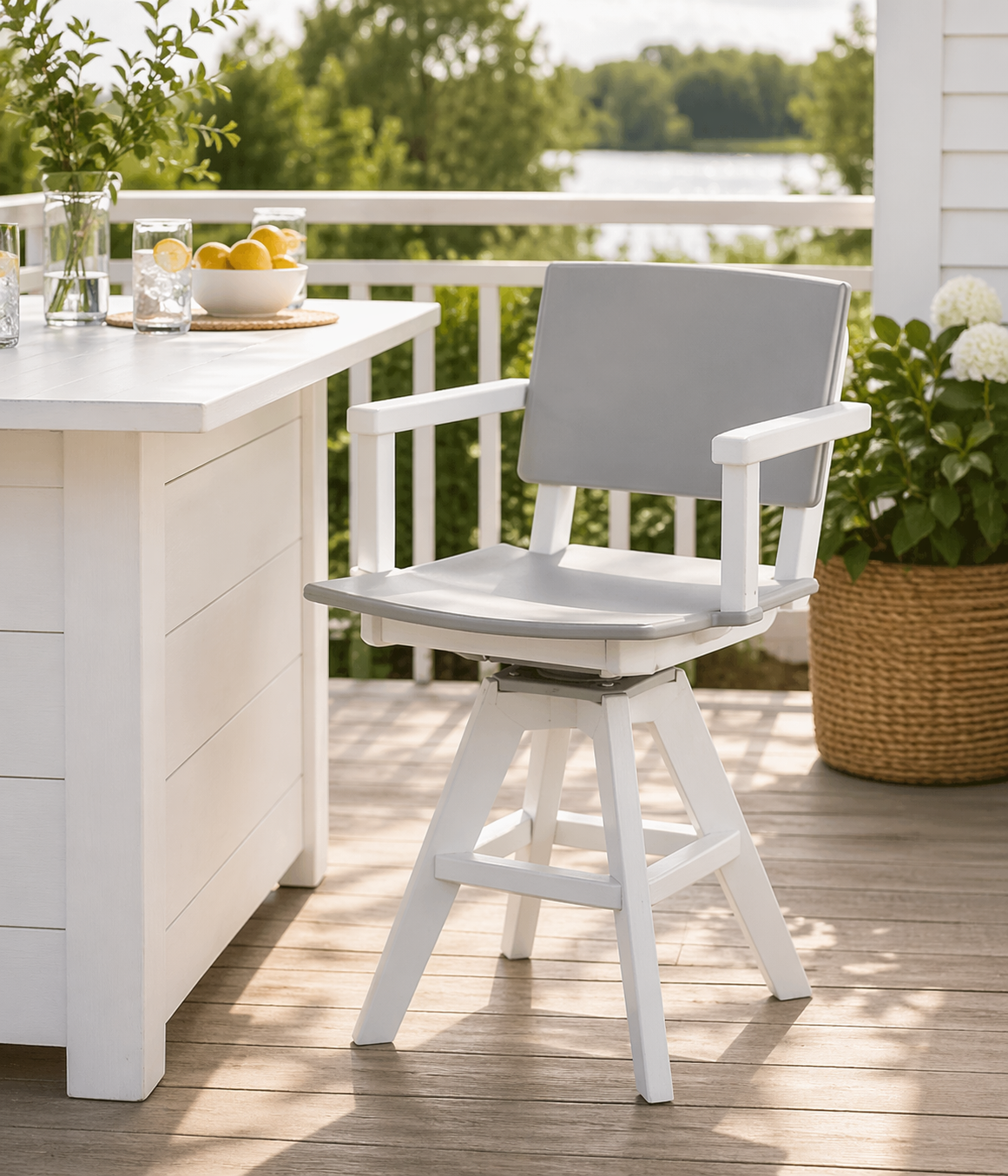 Seaside SYM 23″ Square Outdoor Swivel Balcony Arm Chair