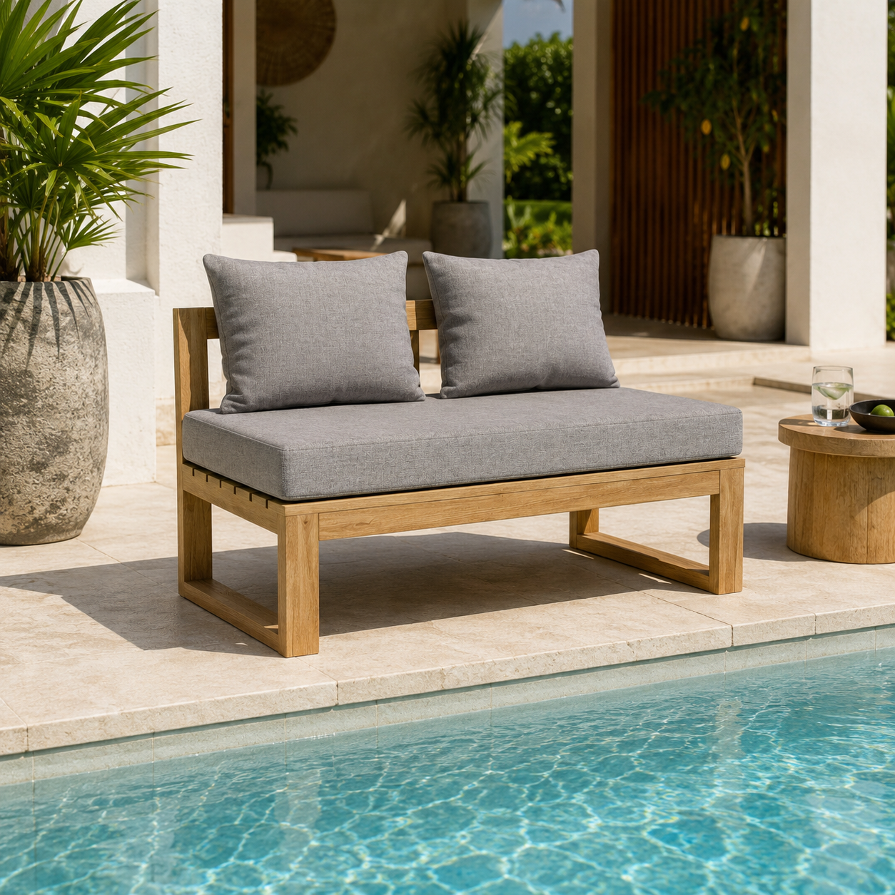 Anderson Teak Straight Modular Deep Seating Bench with Sunbrella Cushions 48" Teak Outdoor Bench