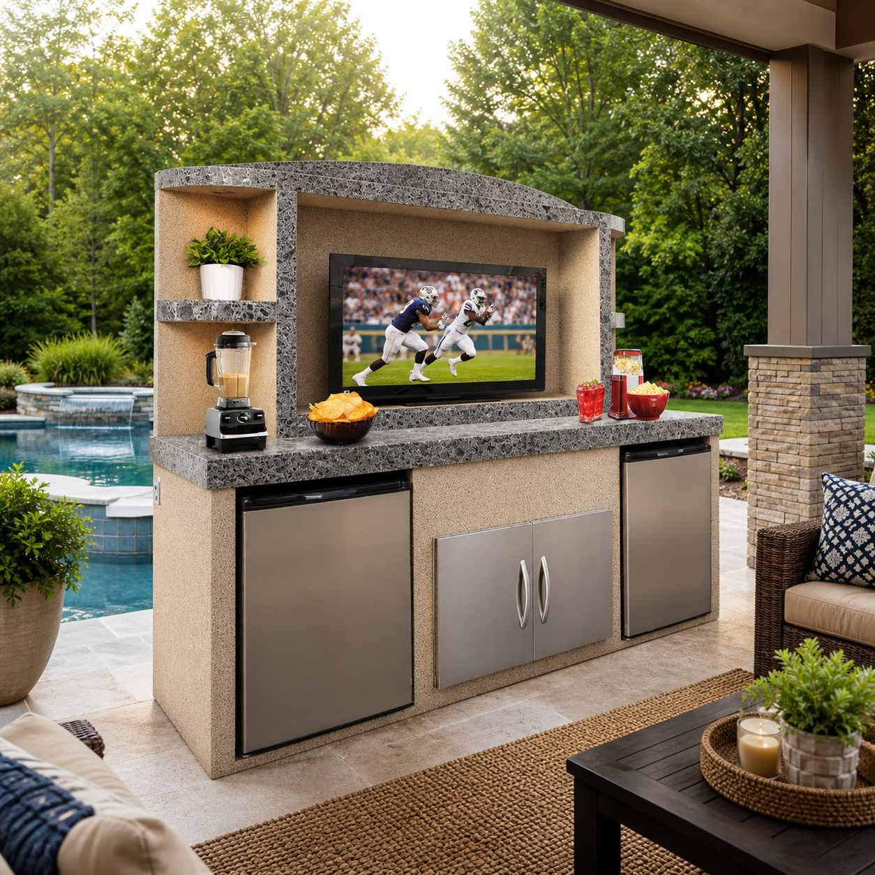 Cal Flame ODC-1 Paradise Outdoor Entertainment Center – TV & Dual Fridges