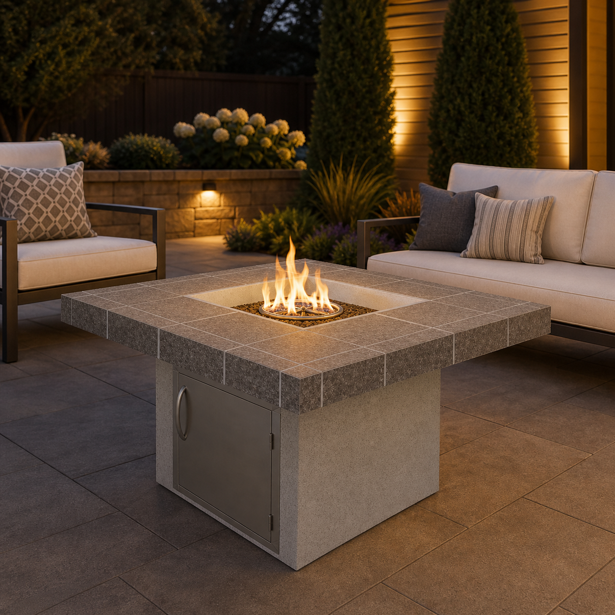 Cal Flame Mesa Contemporary Outdoor Gas Fire Pit – 90,000 BTU Patio Fire Table