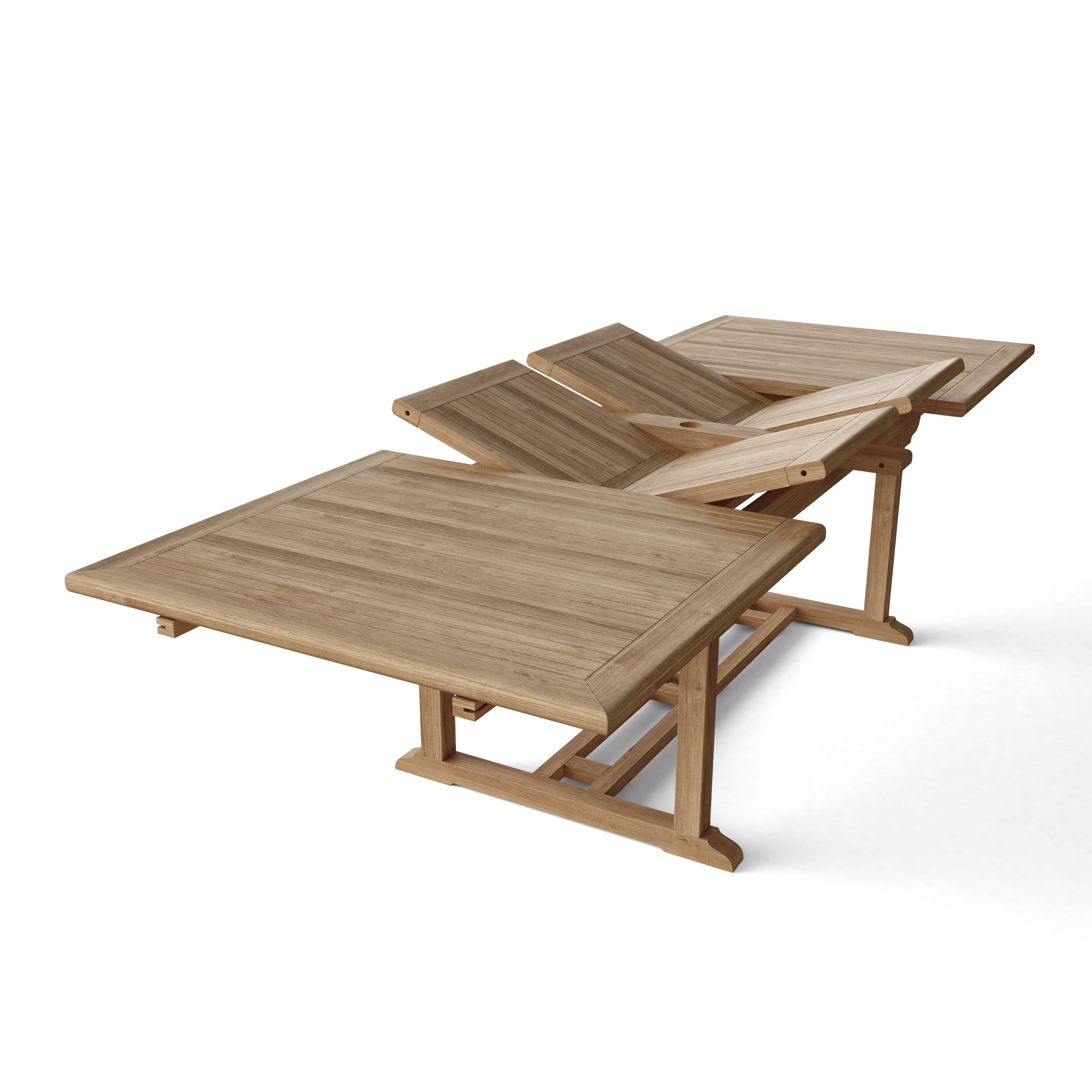 Anderson Teak Valencia 117″ Double Extension Dining Table – Teak Outdoor Patio Table