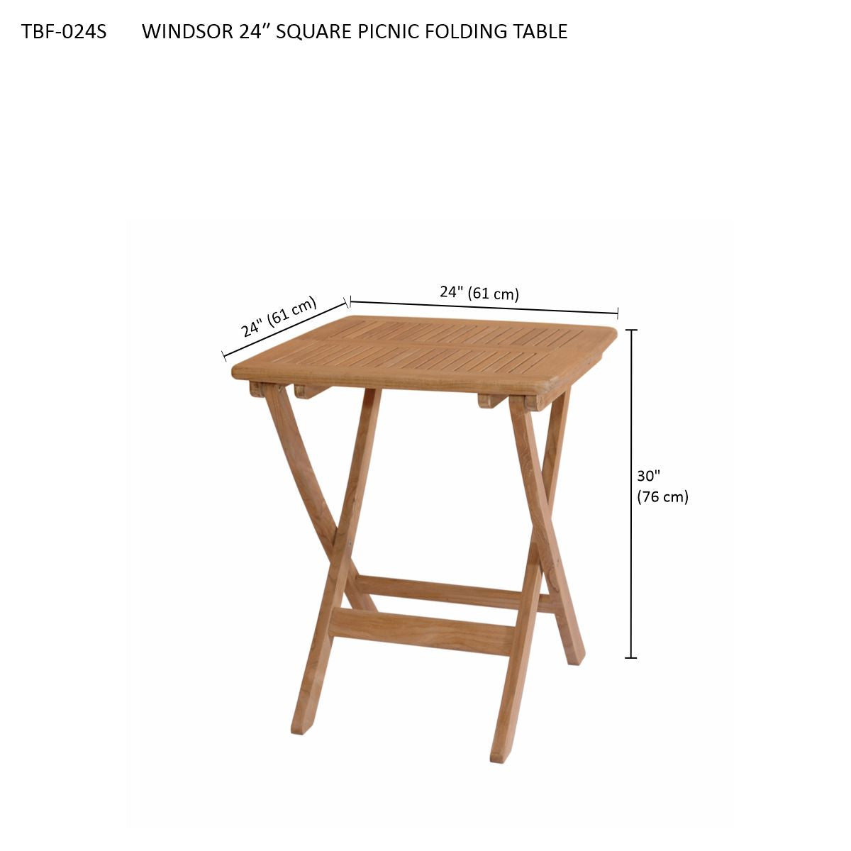 Anderson Teak Windsor 24″ Square Picnic Folding Table – Solid Teak Outdoor Patio Table