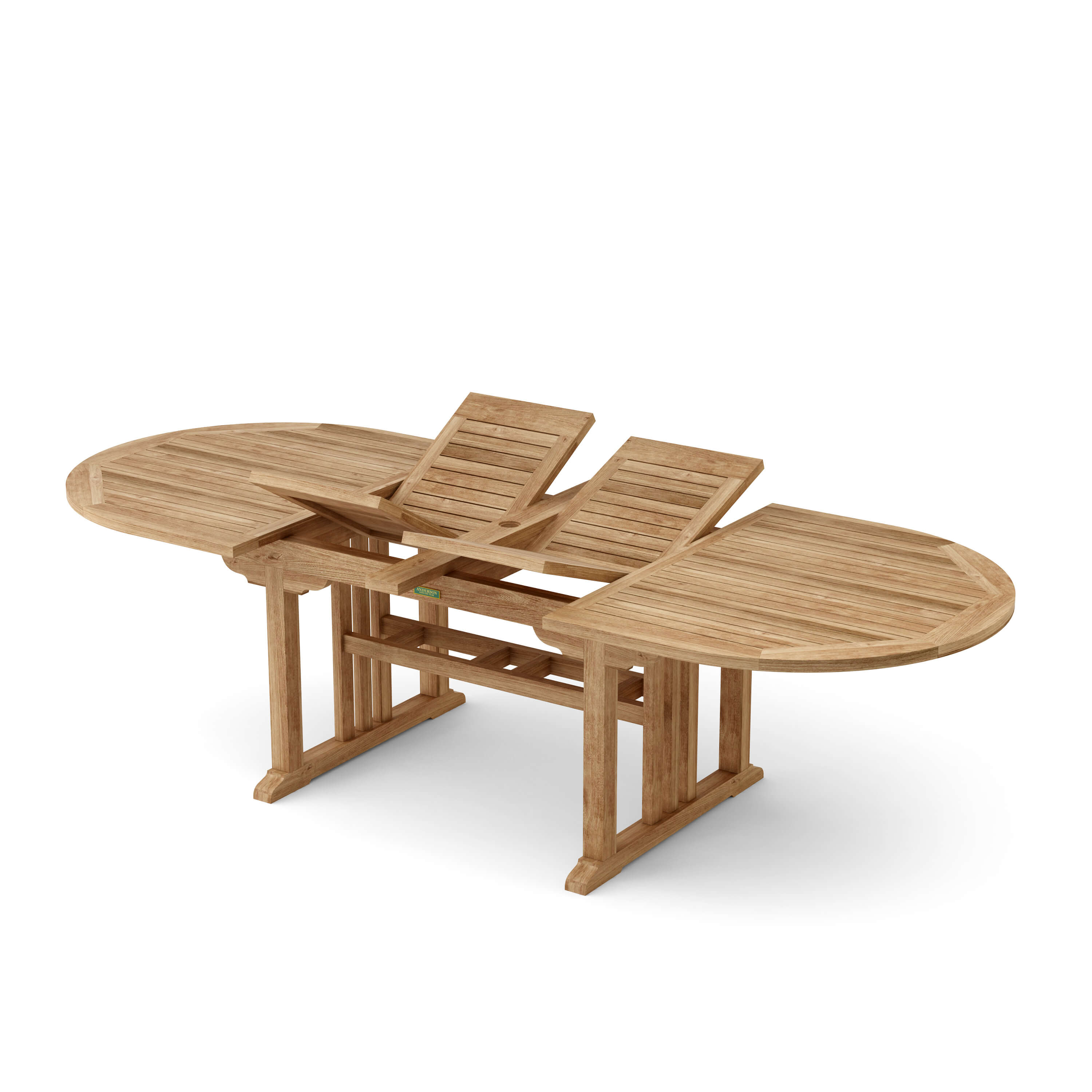 Anderson Teak Sahara 106″ Oval Double Extension Dining Table – Teak Patio Table
