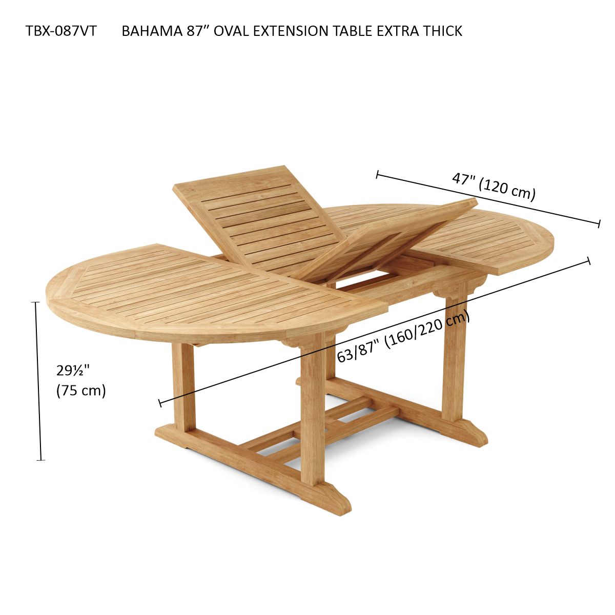 Anderson Teak Bahama 87″ Oval Extension Dining Table – Teak Outdoor Patio Table
