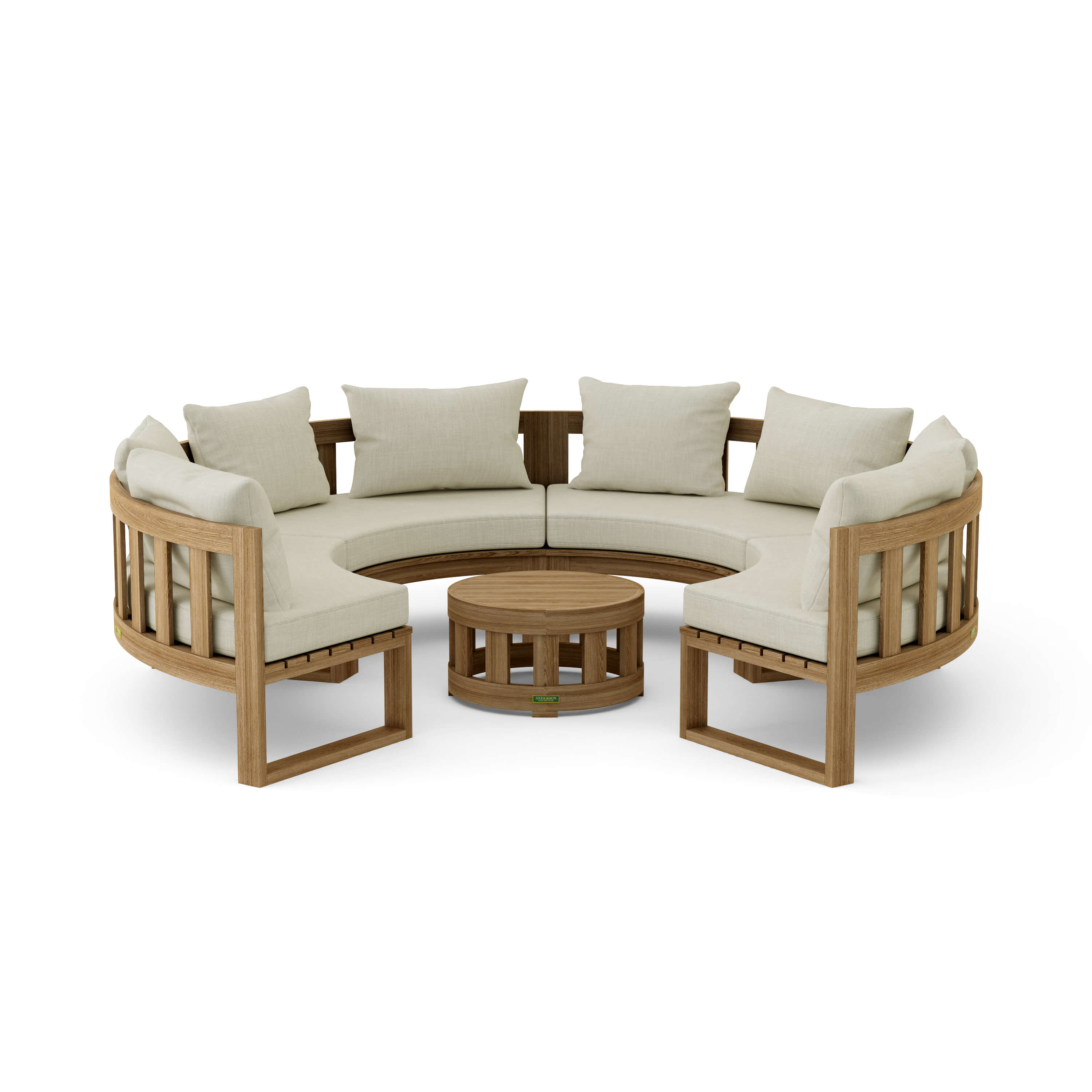 Anderson Teak – Circular Modular Deep Seating Set 810 – 8-Person Teak Sofa Set