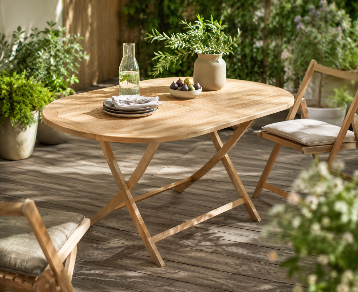 Anderson Teak Bahama 47″ Oval Folding Table – Solid Teak Outdoor Patio Table