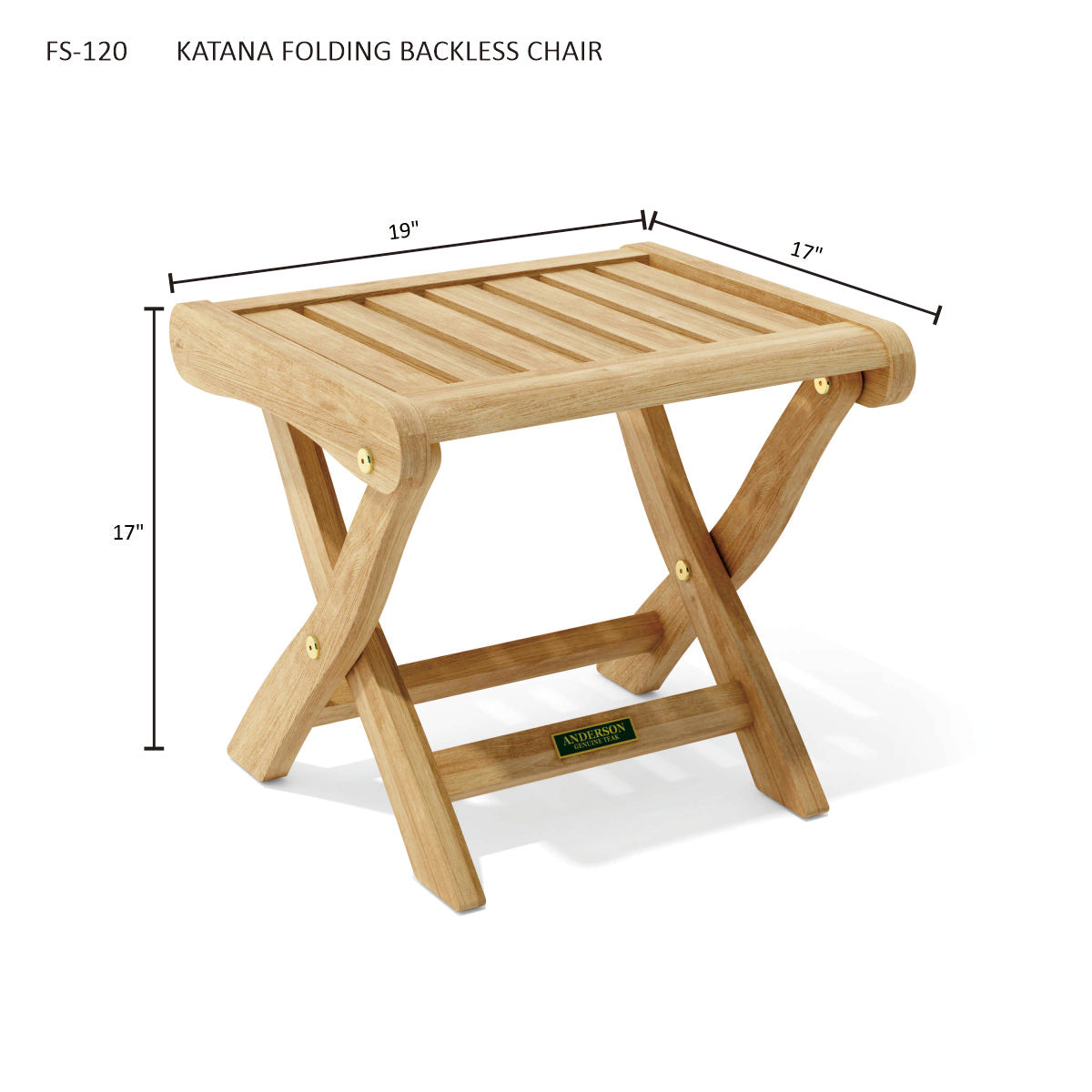 Anderson Teak Katana Folding Backless Chair – Teak Outdoor Stool & Seat