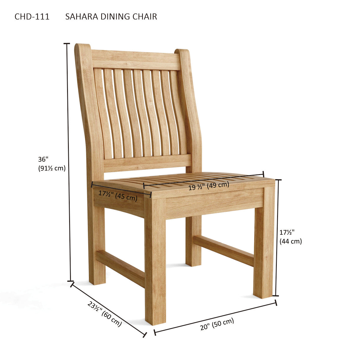 Anderson Teak Sahara Dining Chair – Solid Teak Outdoor Dining Seating