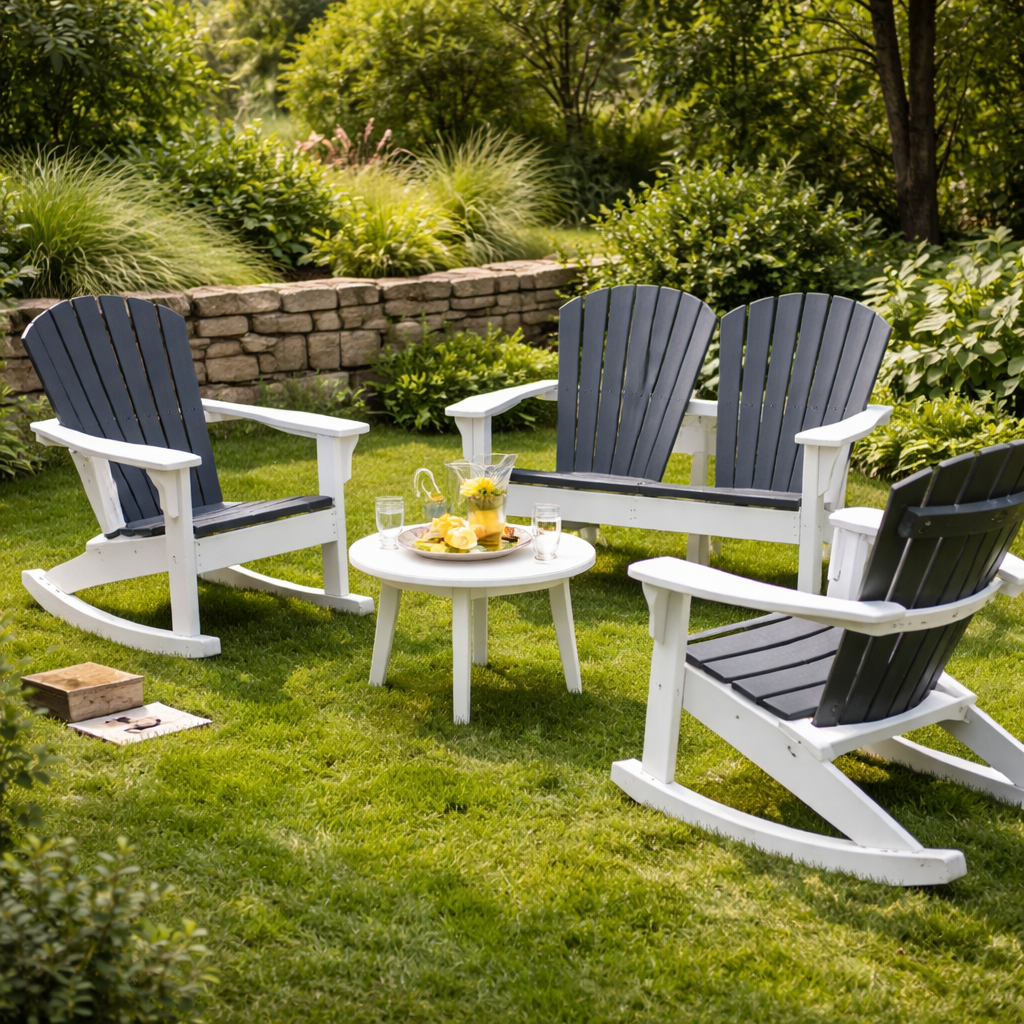 Seaside Adirondack Shellback Loveseat – Outdoor Patio Rocking Loveseat