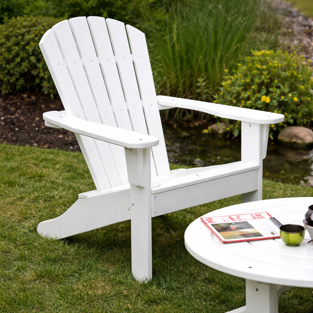 Seaside Adirondack Shellback Chair – Classic Outdoor Patio Lounge Chair